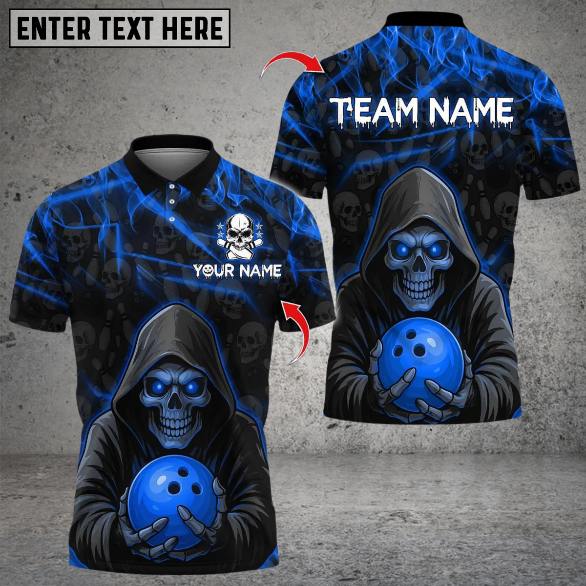 Blisscorners Flame Grim Reaper With Bowling Multicolor Customized Name, Team Name 3D Shirts
