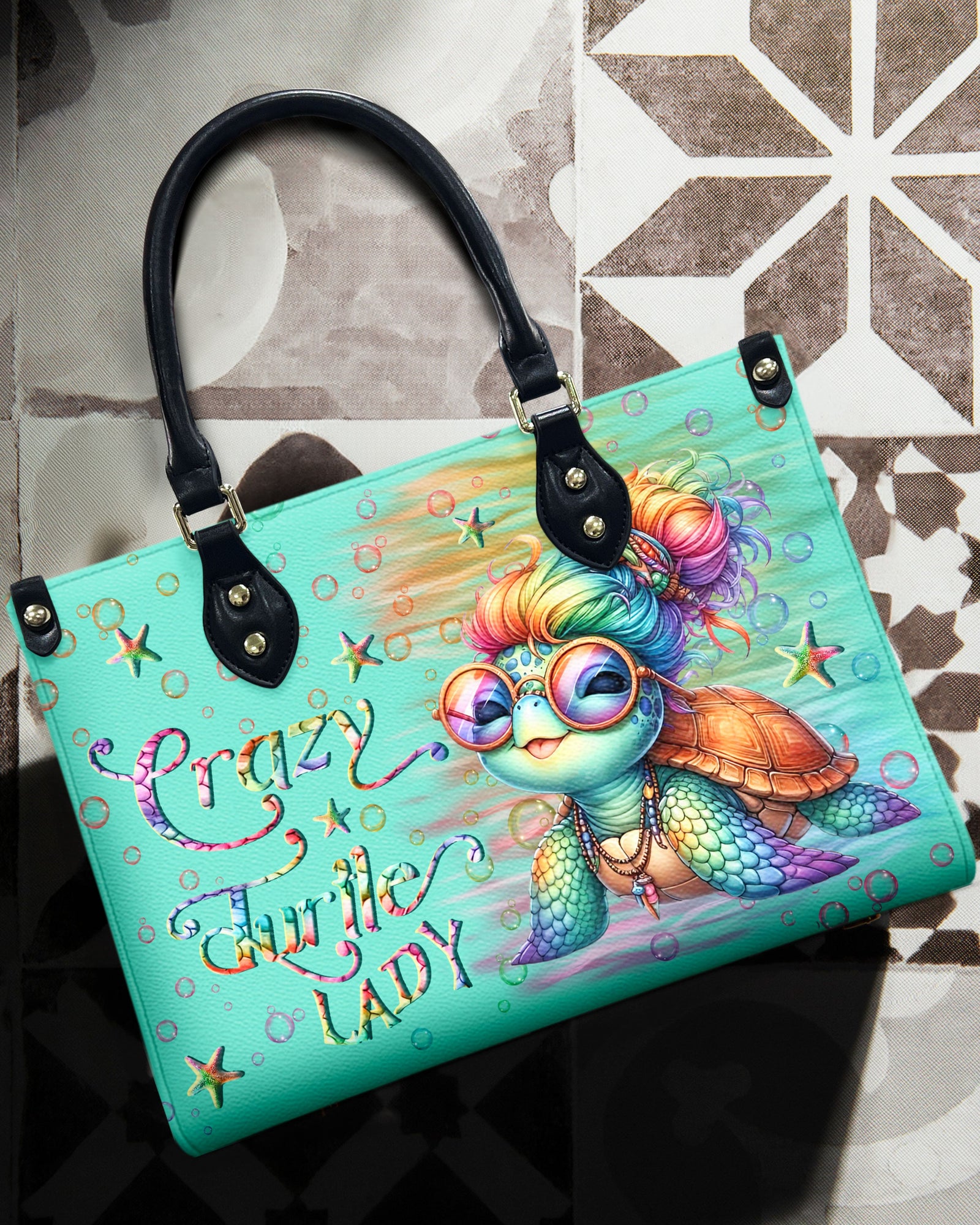BLISSCORNERS CRAZY TURTLE LADY LEATHER HANDBAG