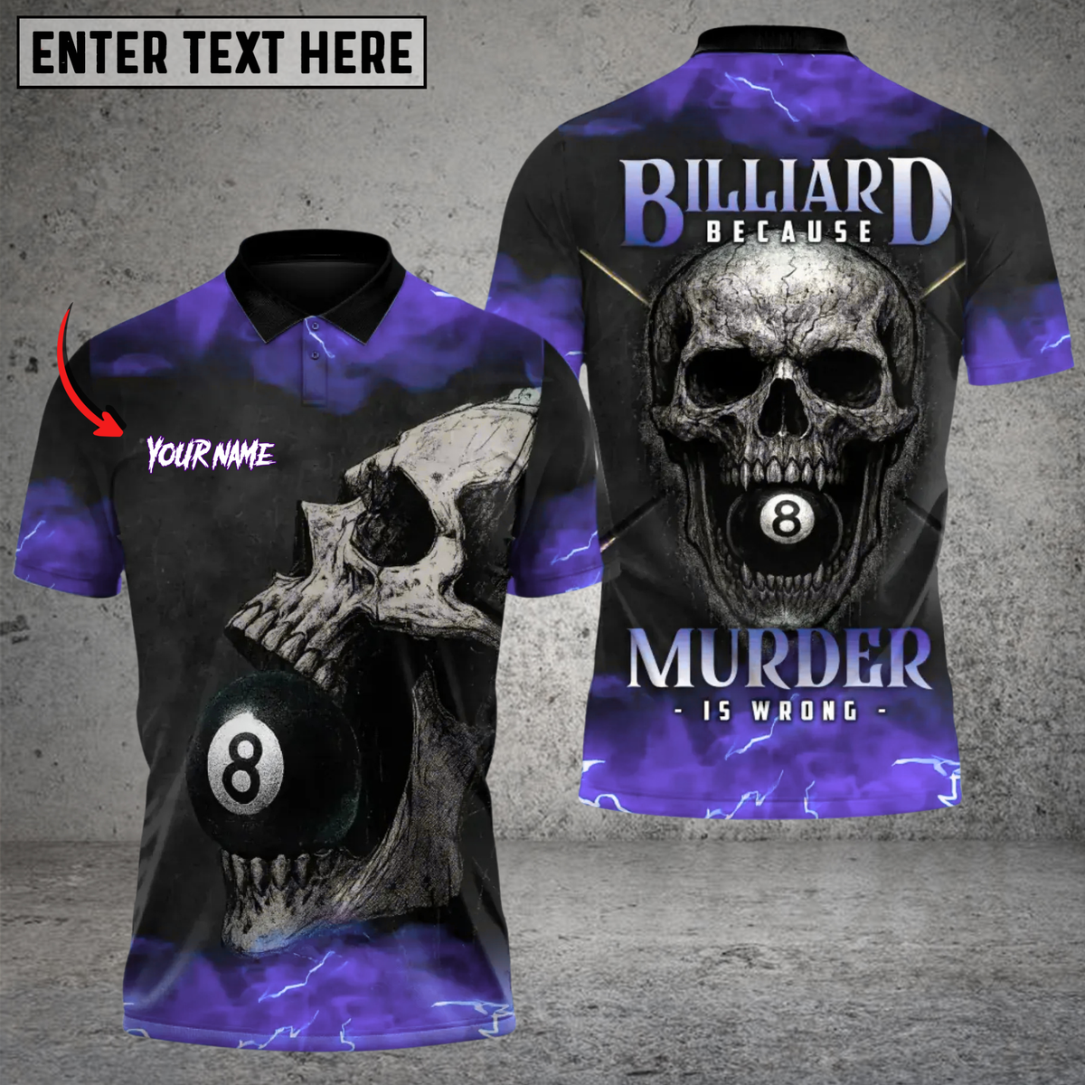Blisscorners Death Skull 8 Ball Billiards Multicolor Customized Name, Team Name 3D Shirt