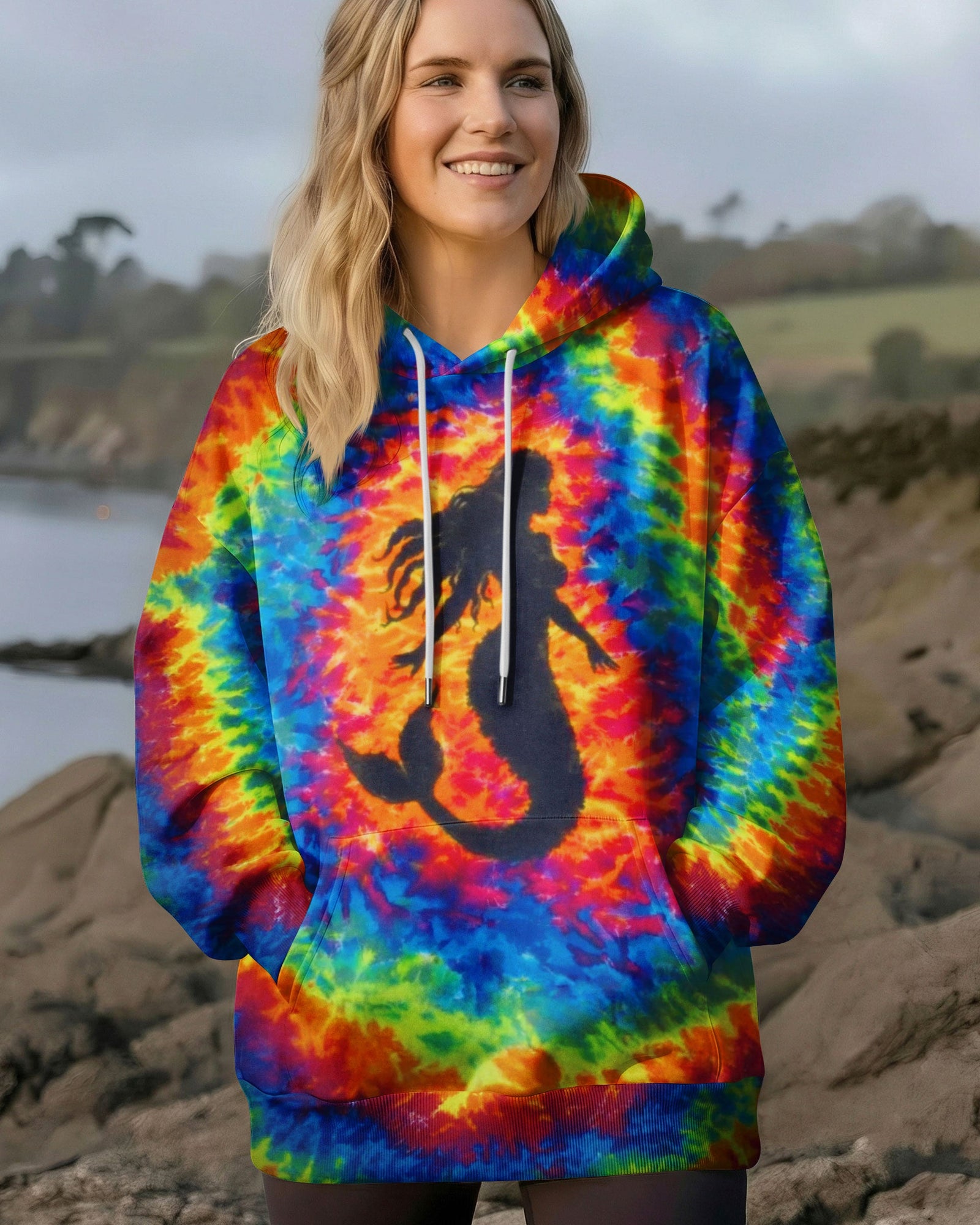 BLISSCORNERS MERMAID COLORFUL SWIRL  ALL OVER PRINT