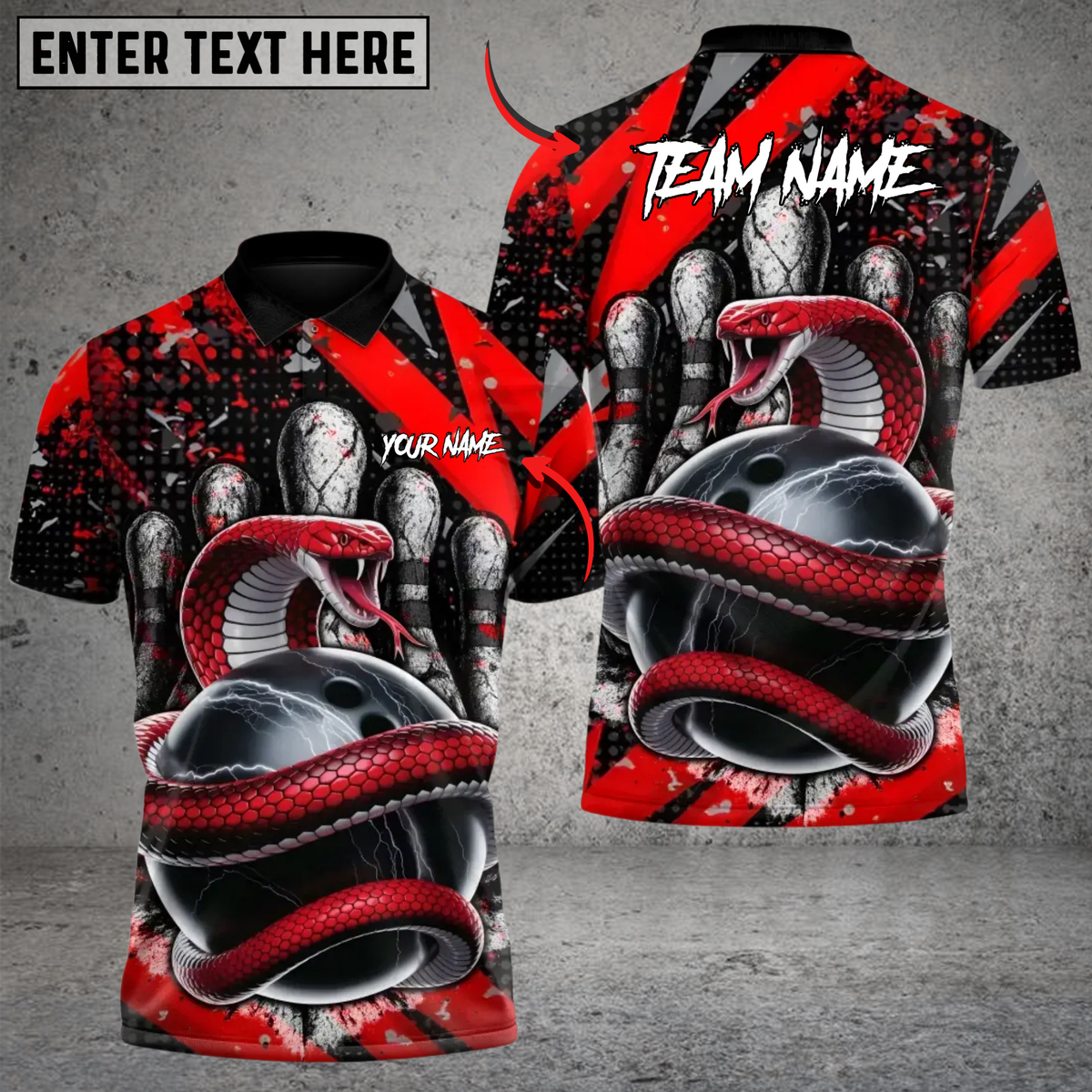 Blisscorners Bowling Inferno Snake Multicolor Customized Name, Team Name 3D Shirts