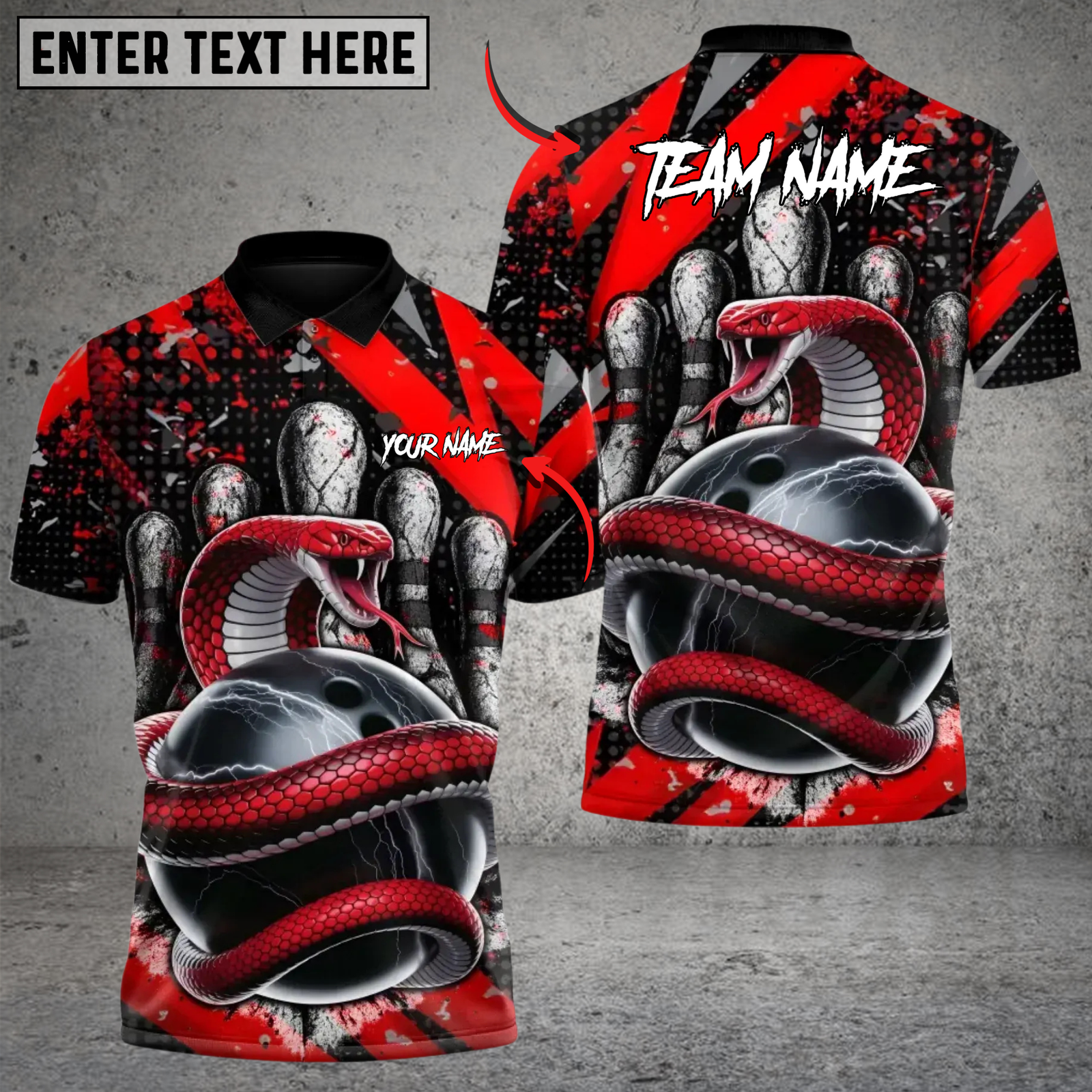 Blisscorners Bowling Inferno Snake Multicolor Customized Name, Team Name 3D Shirts