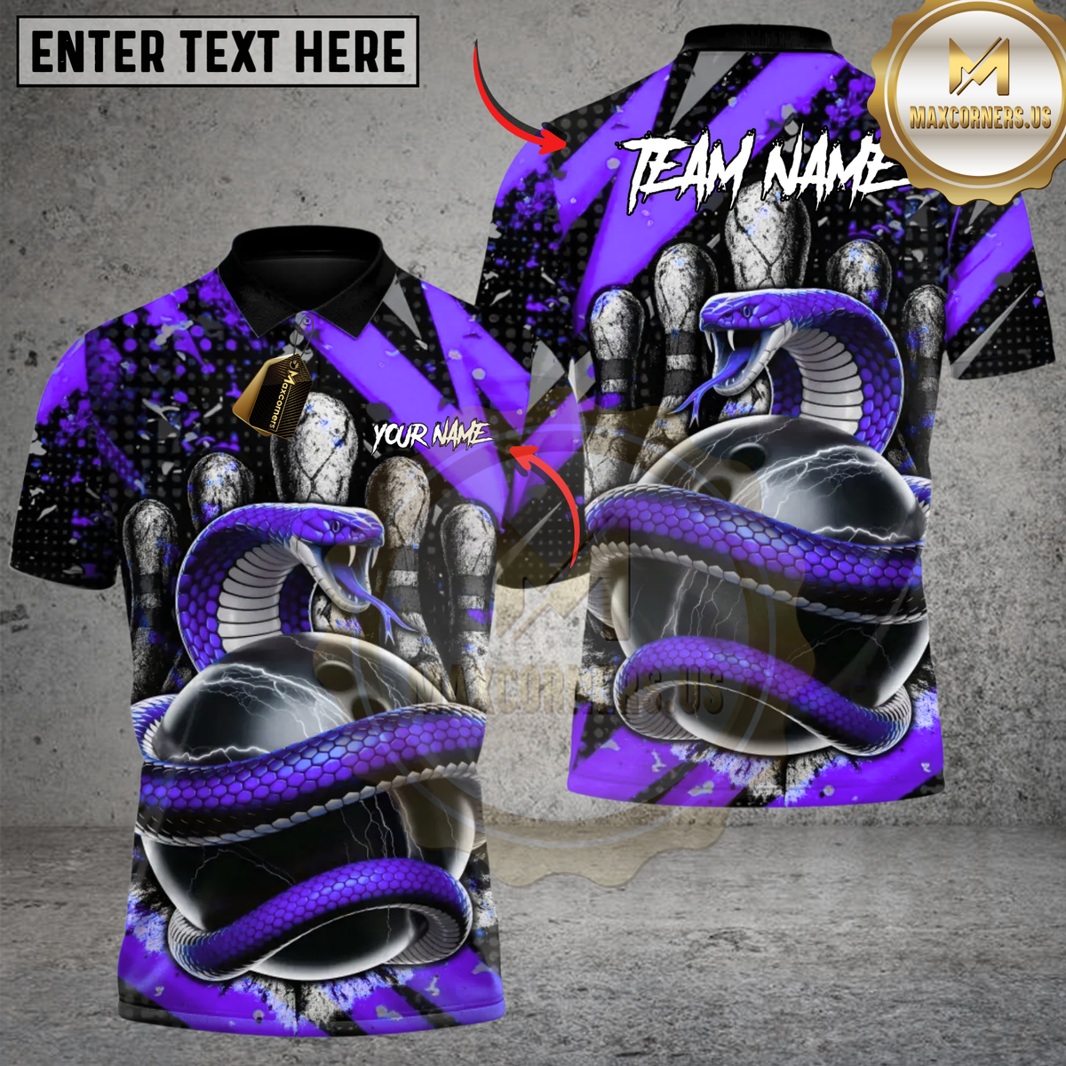 Blisscorners Bowling Inferno Snake Multicolor Customized Name, Team Name 3D Shirts