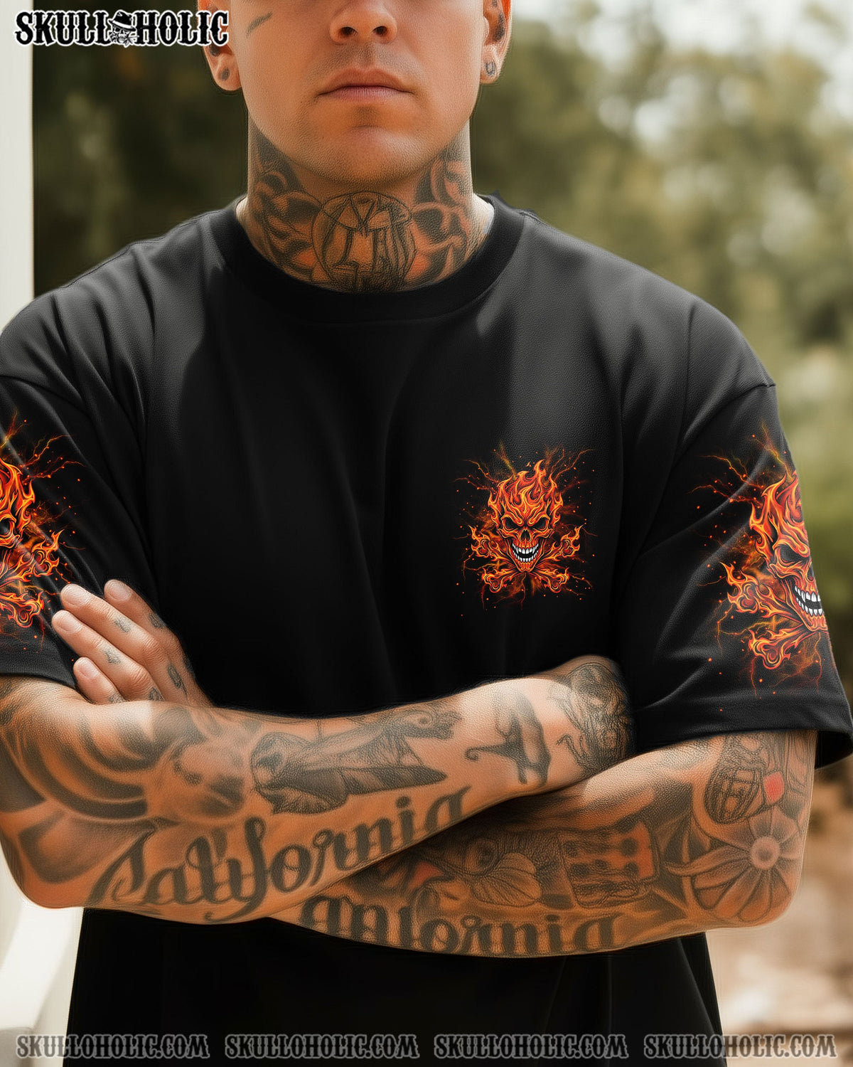 BLISSCORNERS I CAN'T GO TO HELL FIRE SKULL ALL OVER PRINT