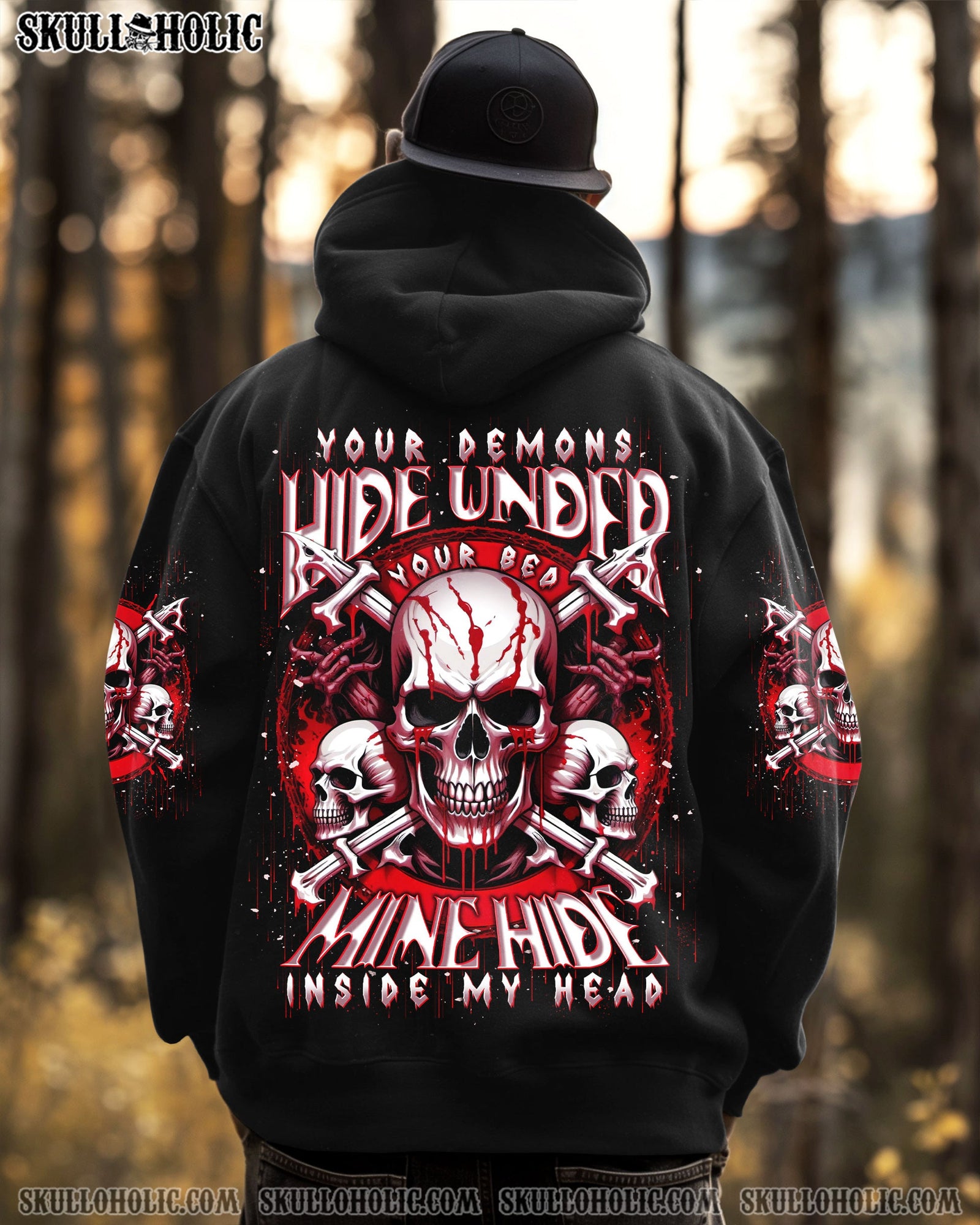 BLISSCORNERS YOUR DEMONS HIDE UNDER YOUR BED SKULL ALL OVER PRINT