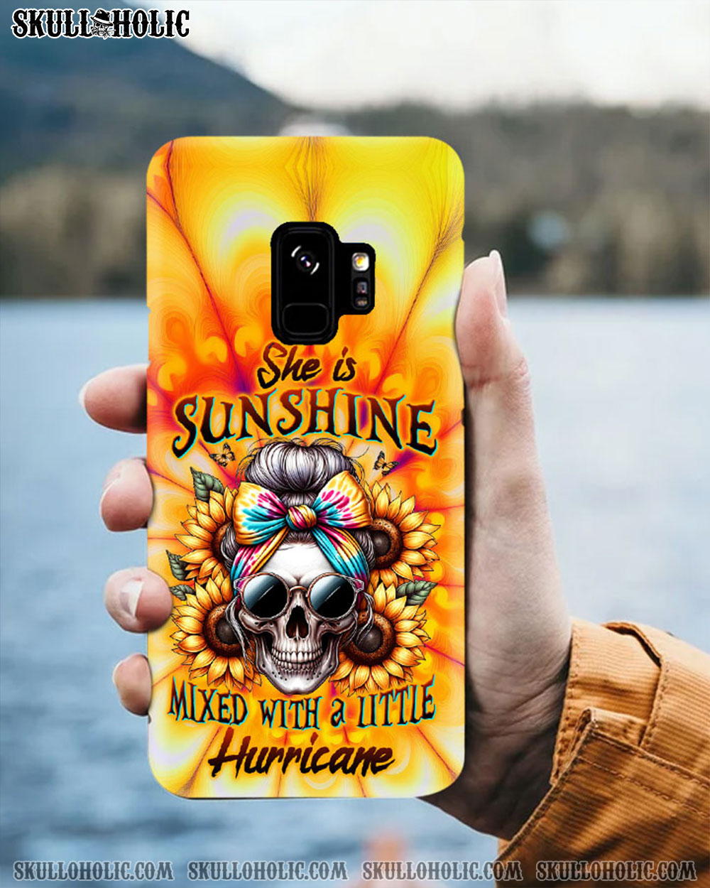 BLISSCORNERS SHE IS SUNSHINE SKULL TIE DYE PHONE CASE