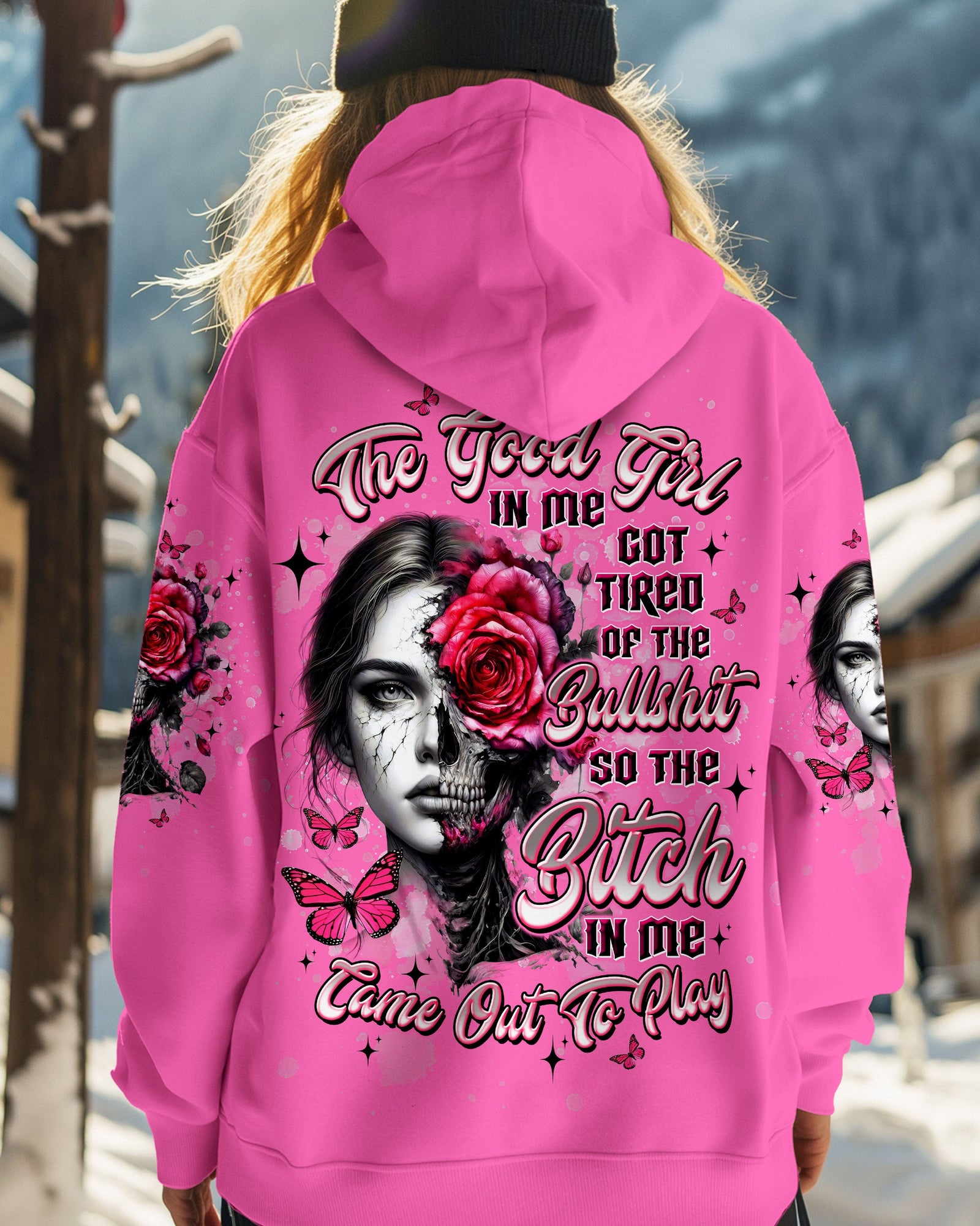 BLISSCORNERS IF YOU THINK THE THINGS I SAY OUT LOUD MESSY BUN SKULL TIE DYE ALL OVER PRINT