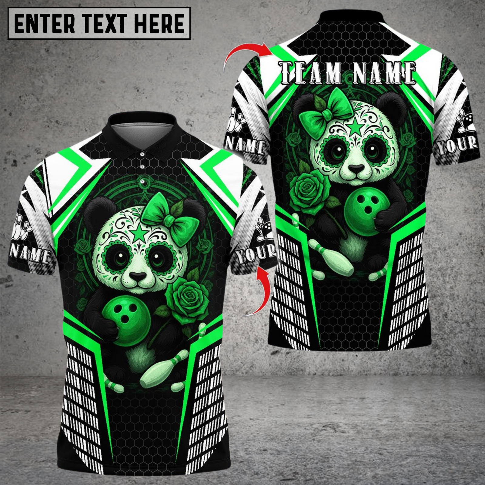 Blisscorners Bowling Skull Baby Panda Multicolor Customized Name, Team Name 3D Shirts