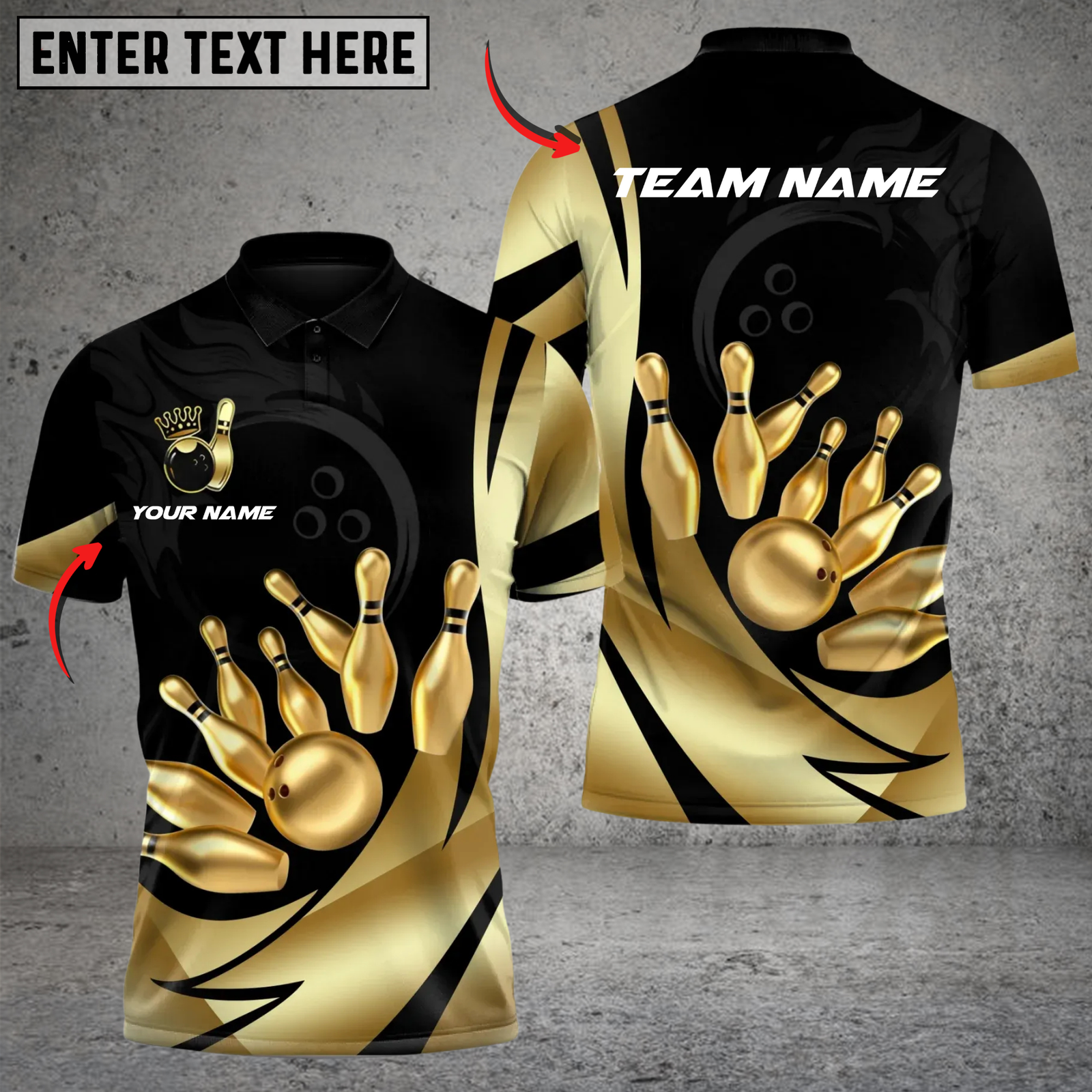 Blisscorners Bowling and Pins Luxe Lane Multicolor Customized Name, Team Name 3D Shirts