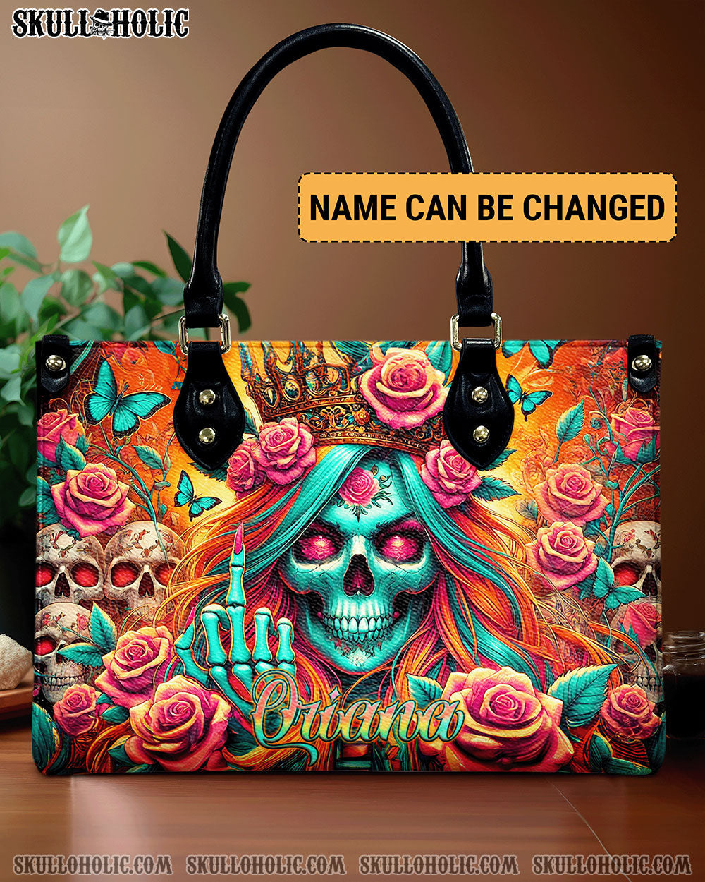 BLISSCORNERS QUEEN SKULL LADY LEATHER HANDBAG