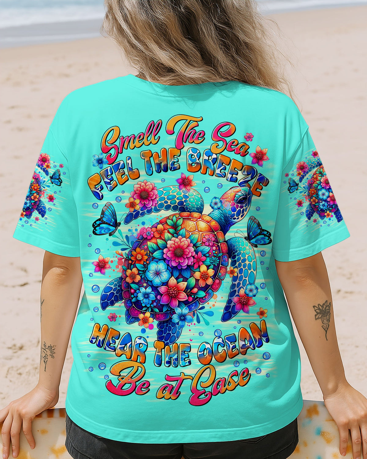 BLISSCORNERS SMELL THE SEA FEEL THE BREEZE TURTLE ALL OVER PRINT
