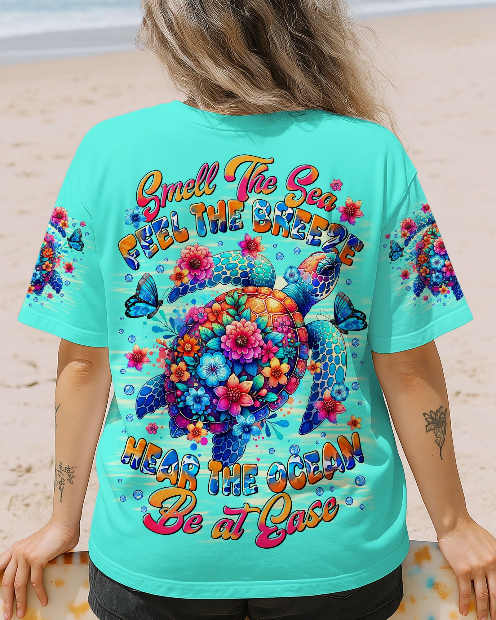 BLISSCORNERS SMELL THE SEA FEEL THE BREEZE TURTLE ALL OVER PRINT