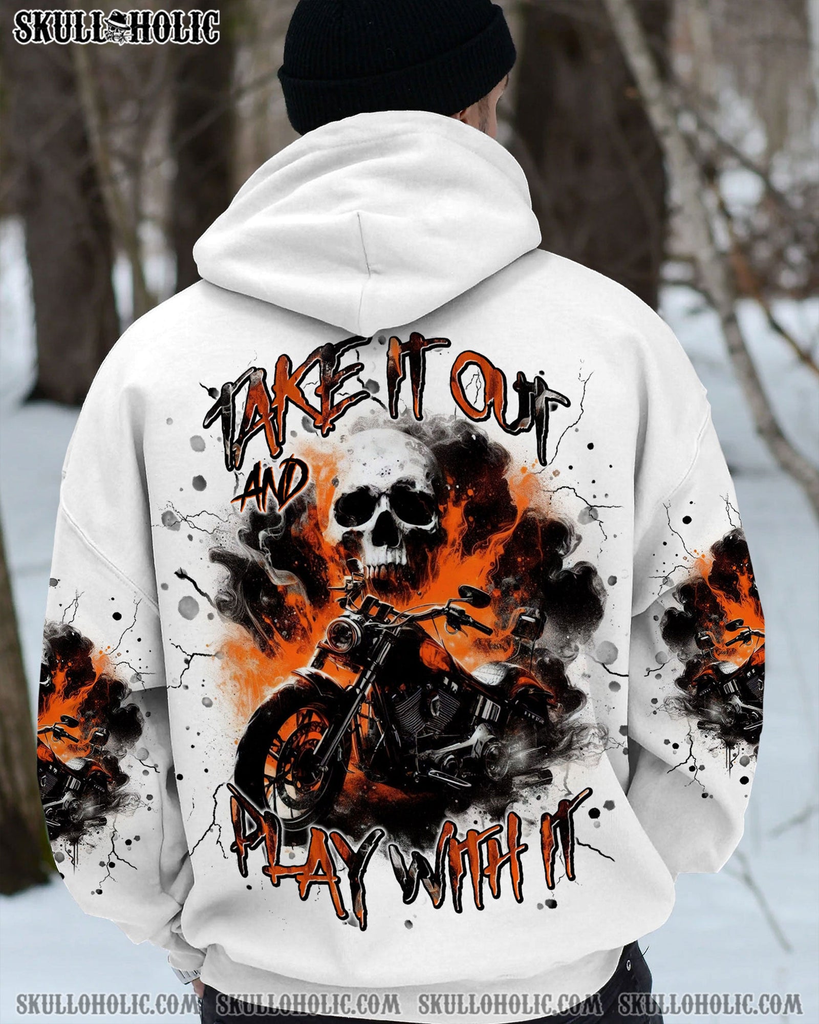 BLISSCORNERS TAKE IT OUT AND PLAY WITH IT BIKER SKULL ALL OVER PRINT