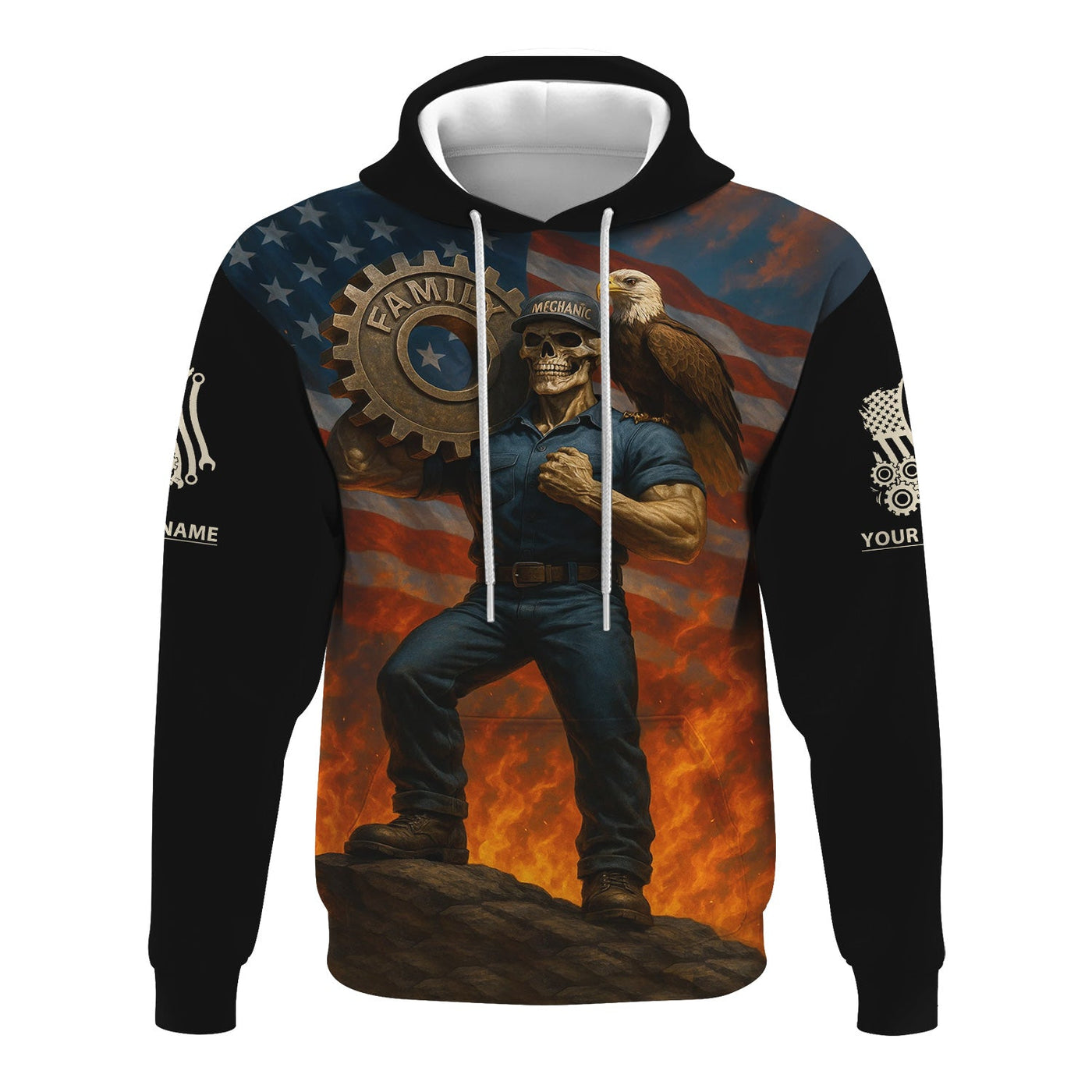 Blisscorners Personalized T-Shirt I'm Proud To Be A Mechanic Love Family And Country USA Flag Design Shirt For Mechanics