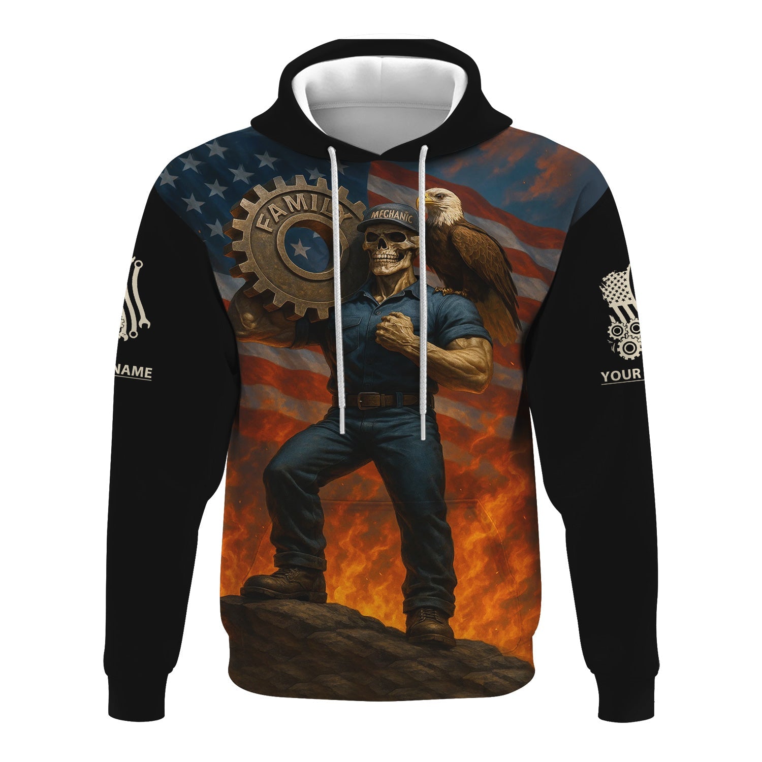 Blisscorners Personalized T-Shirt I'm Proud To Be A Mechanic Love Family And Country USA Flag Design Shirt For Mechanics