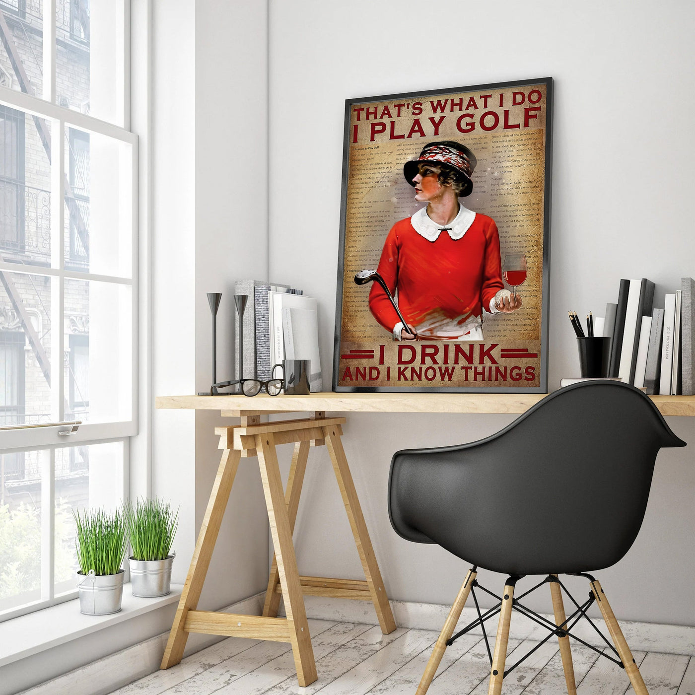Blisscorners That's What I Do I Play Golf I Drink And I Know Things Canvas Wall Art, Golf Decor, Gift For Golf Lovers LM2611
