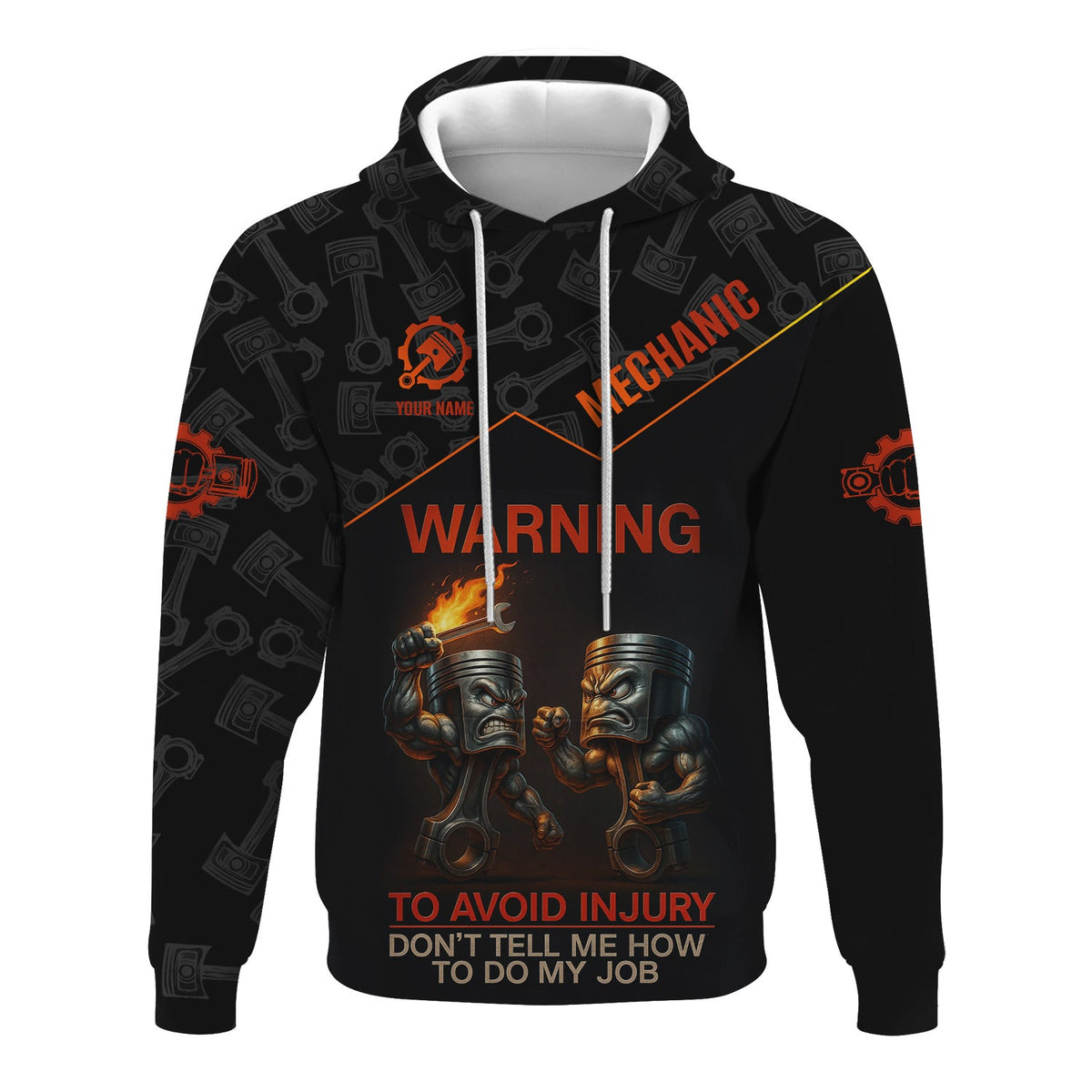 Blisscorners Personalized Auto Repair Mechanic Shirt, Funny Piston Warning Graphic, To Avoid Injury Don’t Tell Me How To Do My Job, Gift For Men