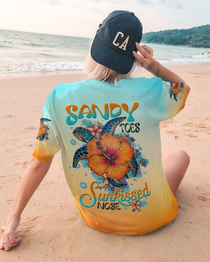 BLISSCORNERS SANDY TOES SUNKISSED NOSE TURTLE HIBISCUS ALL OVER PRINT