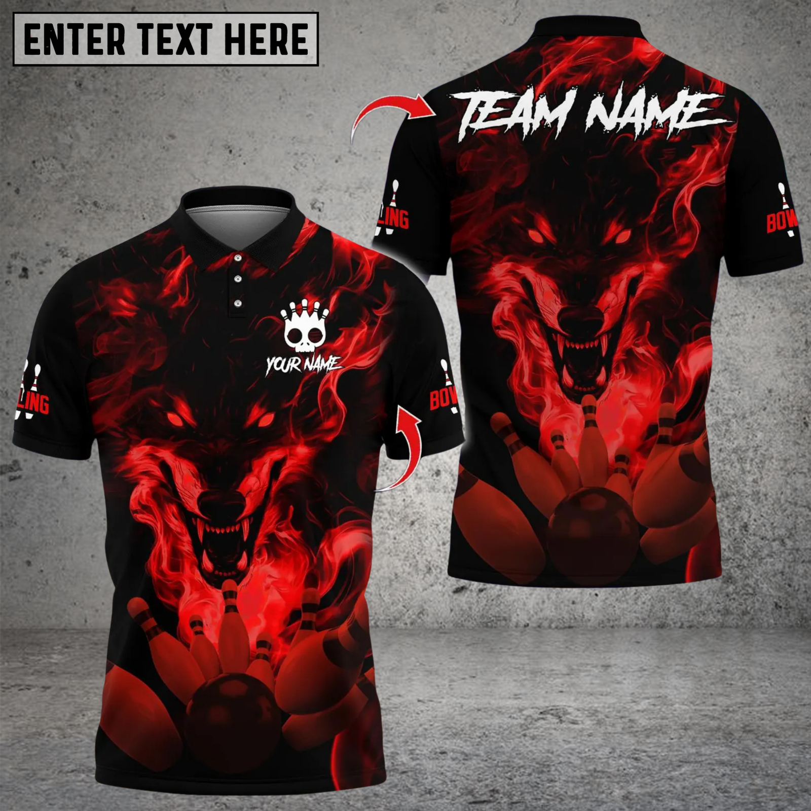 Blisscorners Smoke Wolf Bowling Chaos Multicolor Customized Name, Team Name 3D Shirts