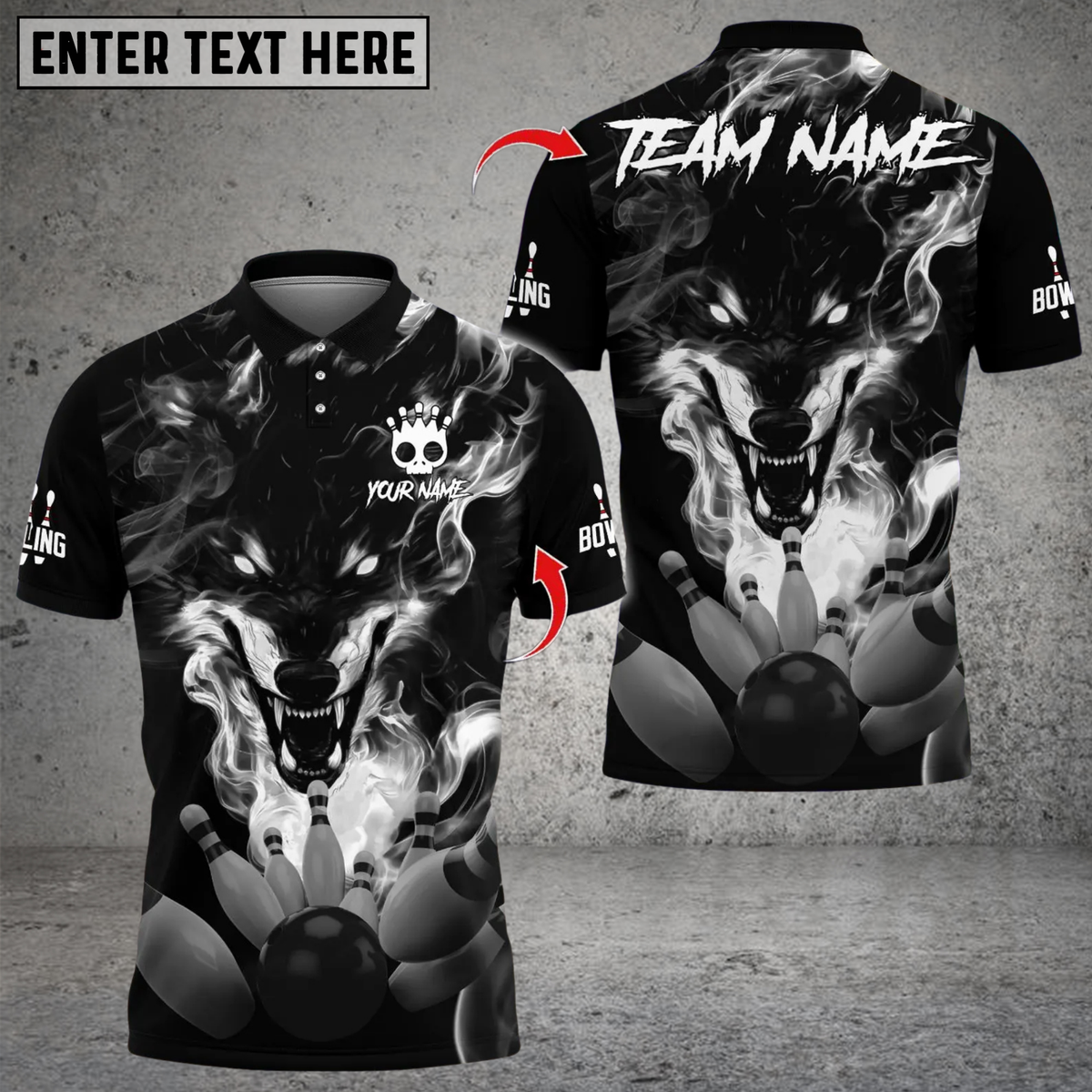 Blisscorners Smoke Wolf Bowling Chaos Multicolor Customized Name, Team Name 3D Shirts