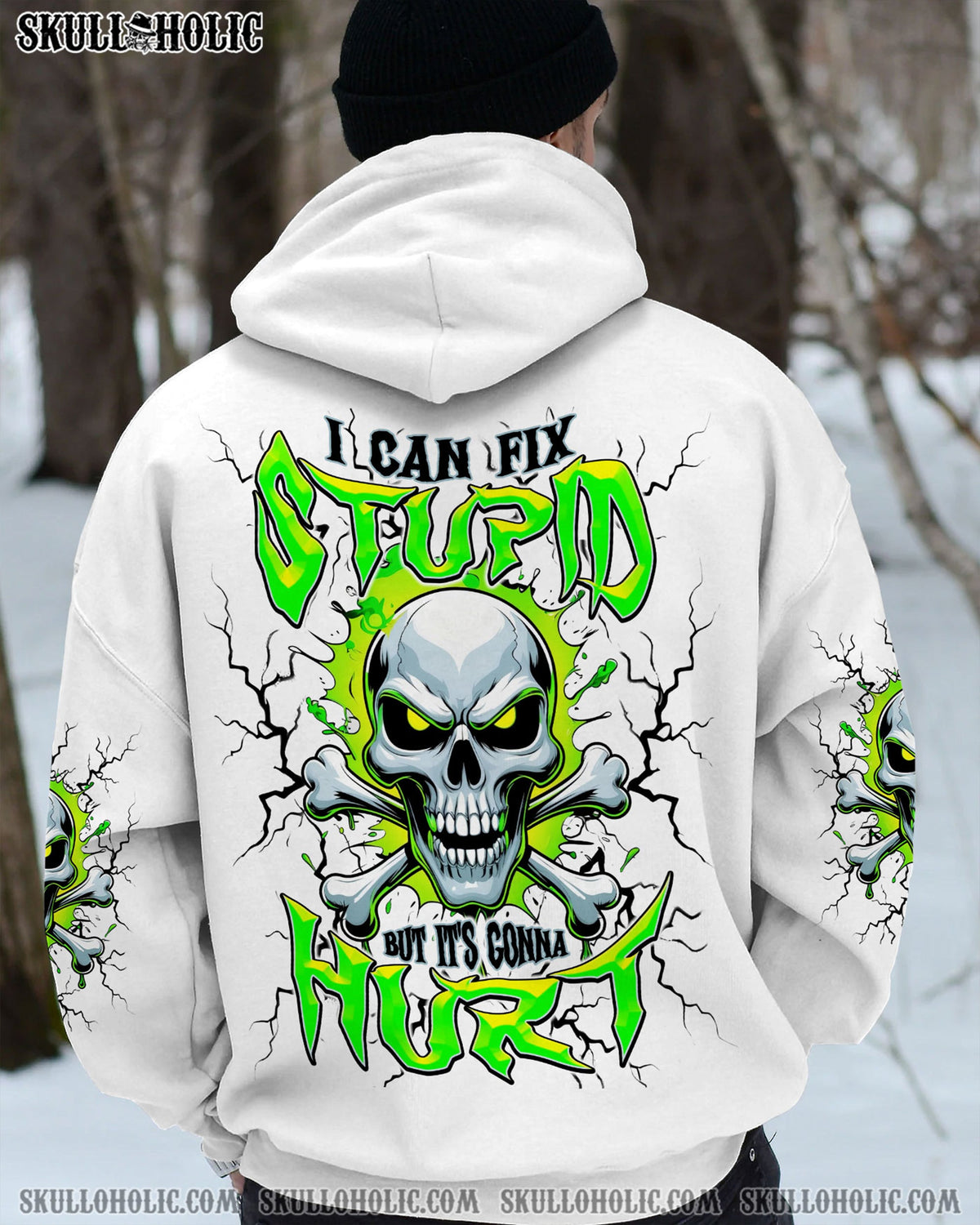 BLISSCORNERS I CAN FIX STUPID BUT IT'S GONNA HURT SKULL BONES ALL OVER PRINT