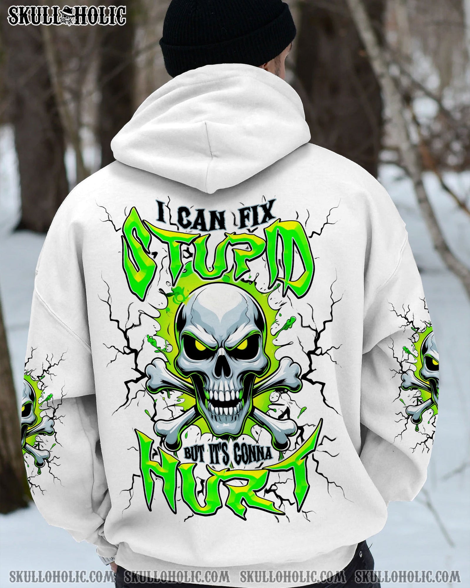 BLISSCORNERS I CAN FIX STUPID BUT IT'S GONNA HURT SKULL BONES ALL OVER PRINT