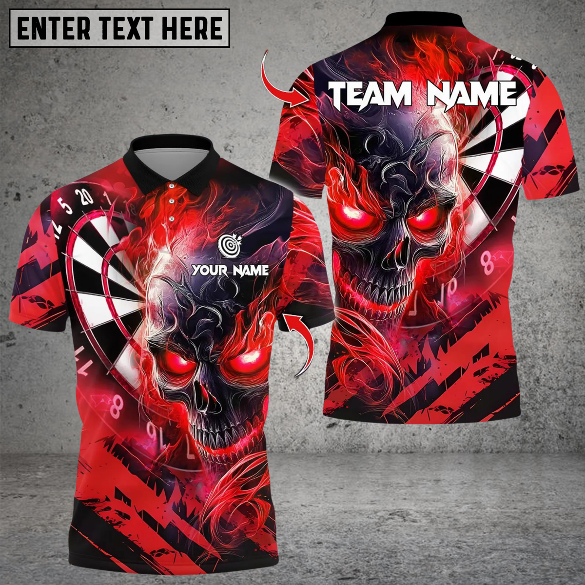 Blisscorners Darts Dark Vibes Mystery Flame Skull With Dartboard Multicolor Customized Name, Team Name 3D Shirts