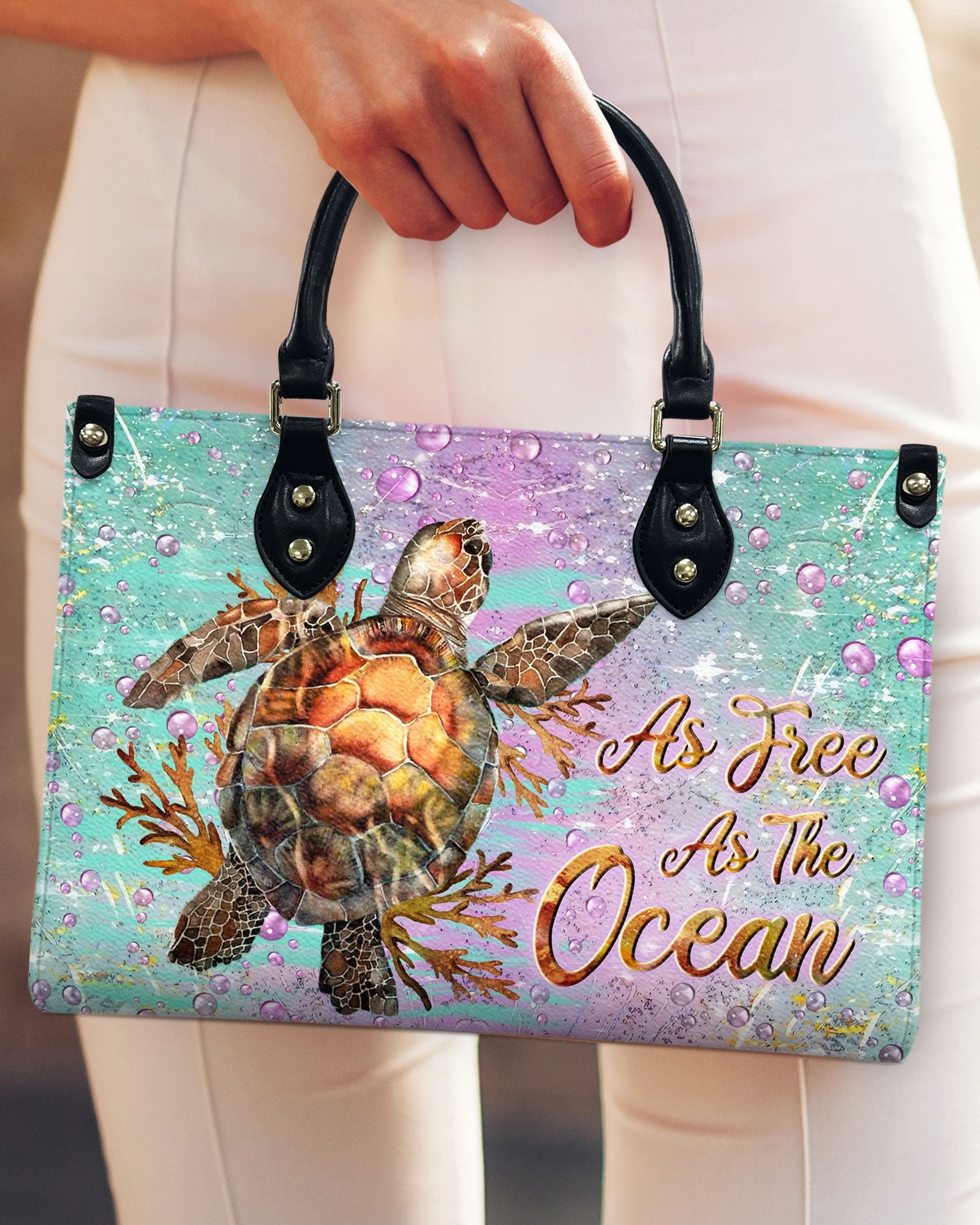 BLISSCORNERS AS FREE AS THE OCEAN LEATHER HANDBAG