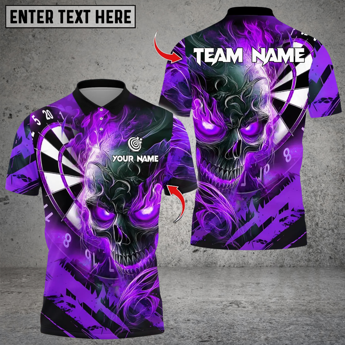 Blisscorners Darts Dark Vibes Mystery Flame Skull With Dartboard Multicolor Customized Name, Team Name 3D Shirts