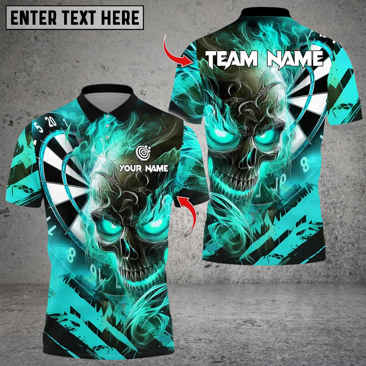 Blisscorners Darts Dark Vibes Mystery Flame Skull With Dartboard Multicolor Customized Name, Team Name 3D Shirts