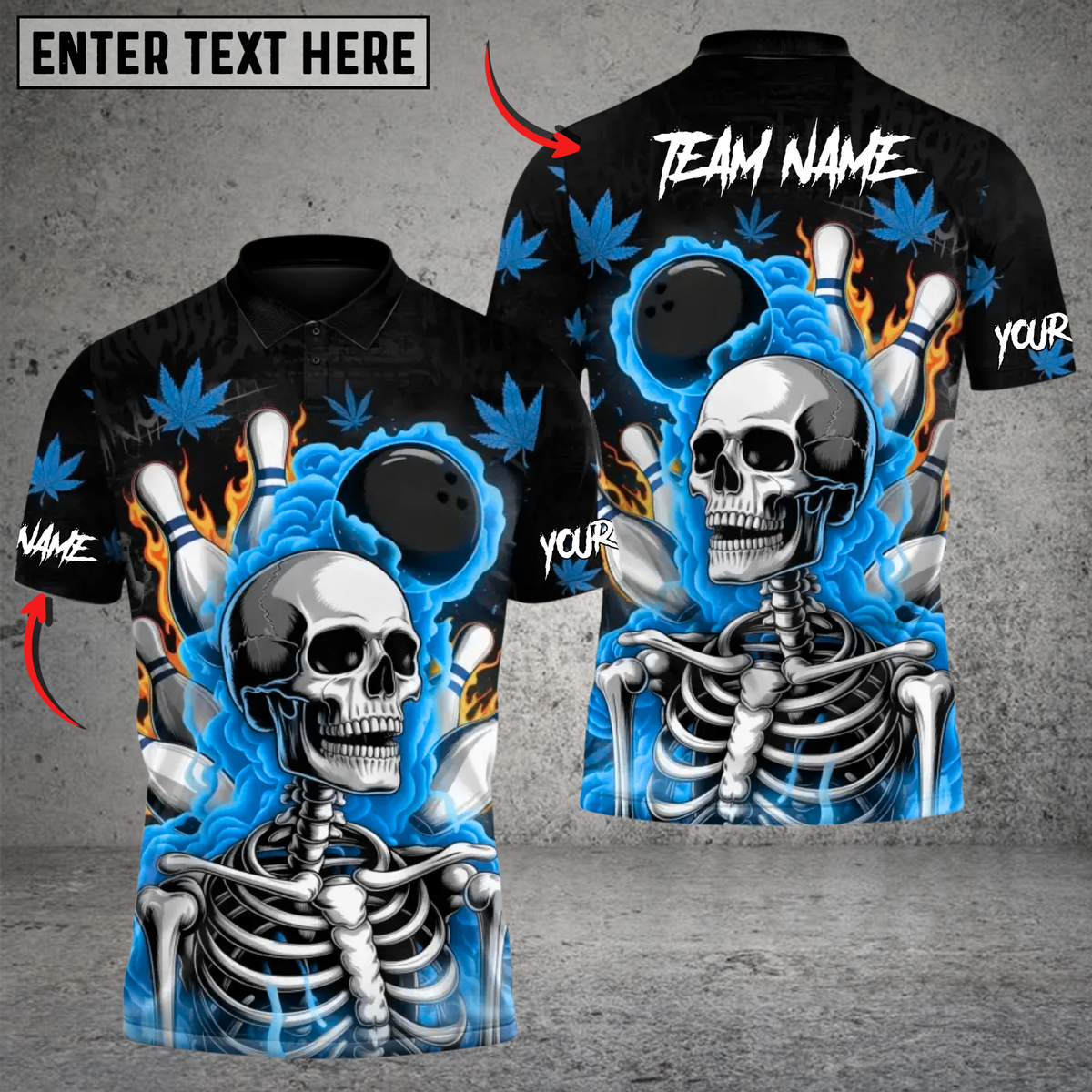 Blisscorners Bowling High Rollers Skull 420 Multicolor Customized Name, Team Name 3D Shirts