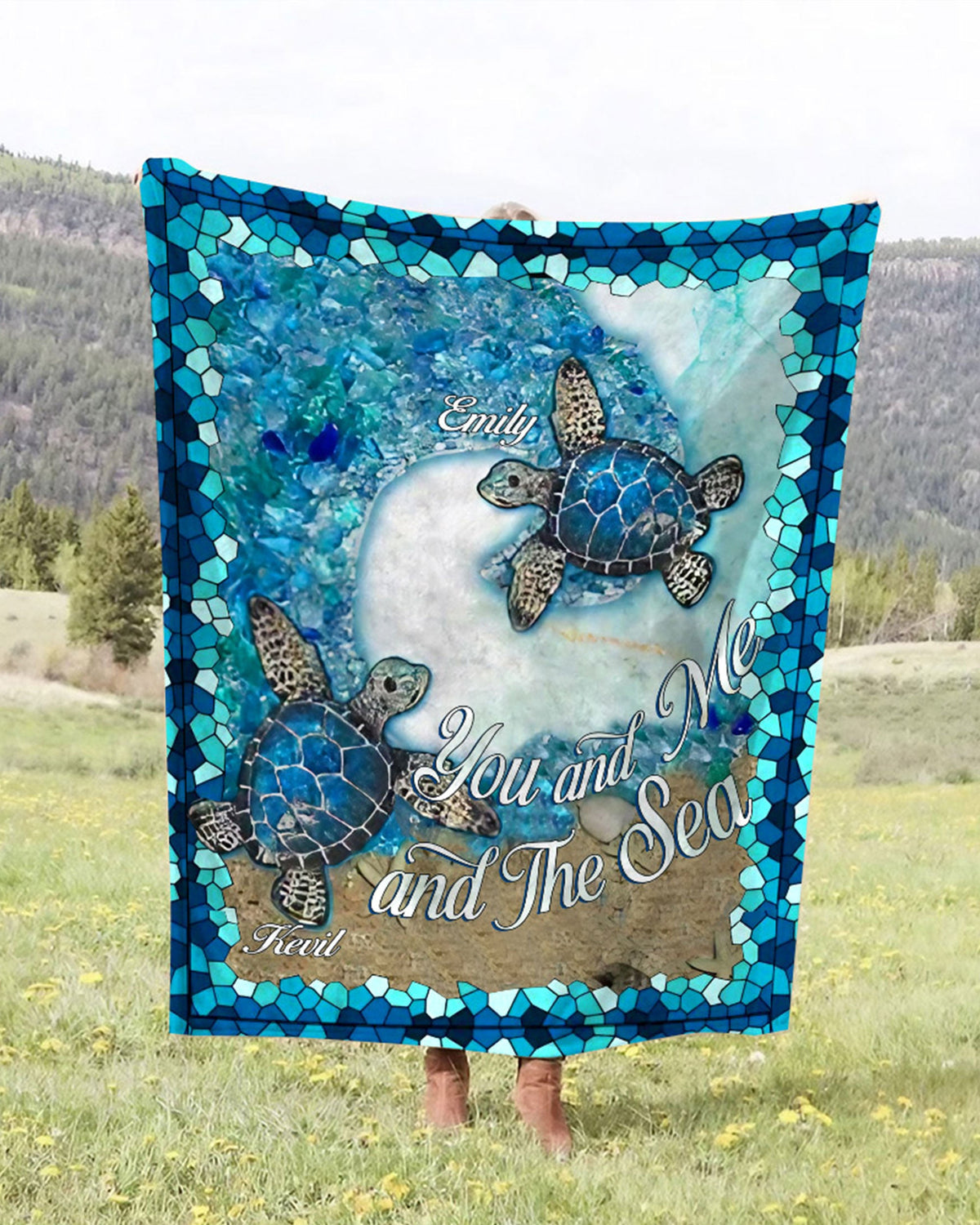 BLISSCORNERS PERSONALIZED YOU AND ME AND THE SEA FLEECE BLANKET