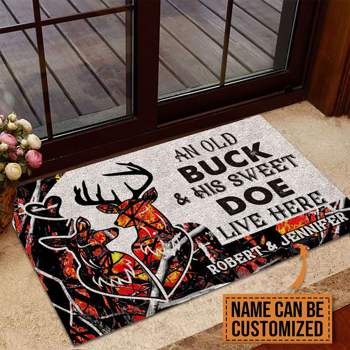 Blisscorners Premium Deer Couple Hunting Door Mat 3D Personalized - Red