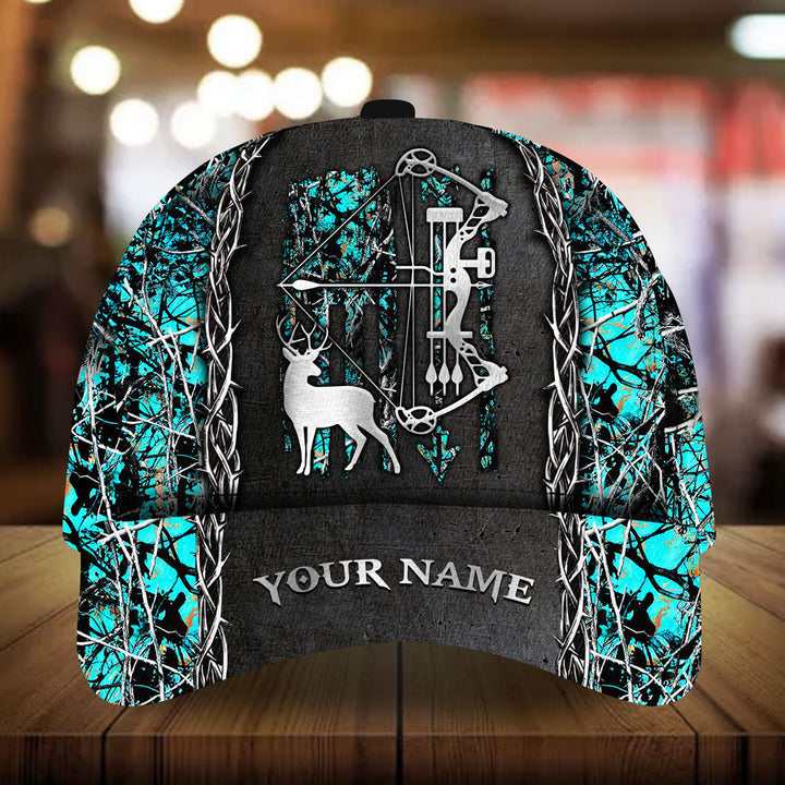 Blisscorners American Flag Bow Deer Hunting Pattern 3D Multicolor Personalized Cap