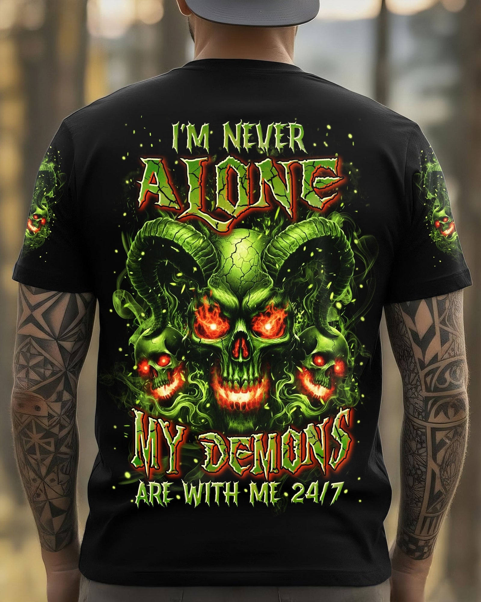 BLISSCORNERS I'M NEVER ALONE SKULL DEMON ALL OVER PRINT