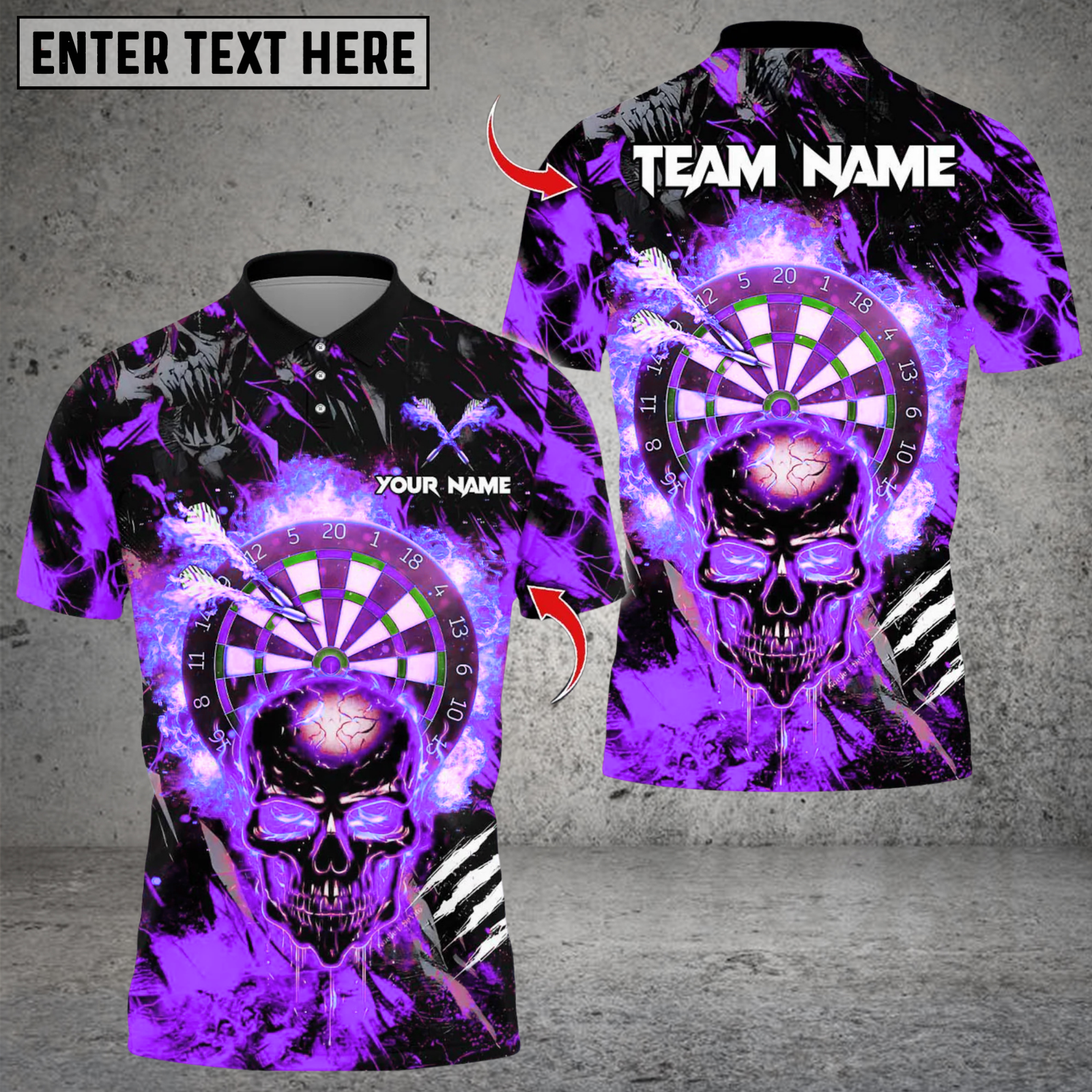 Blisscorners Darts Skull Fire Flame Multicolor Customized Name, Team Name 3D Shirts