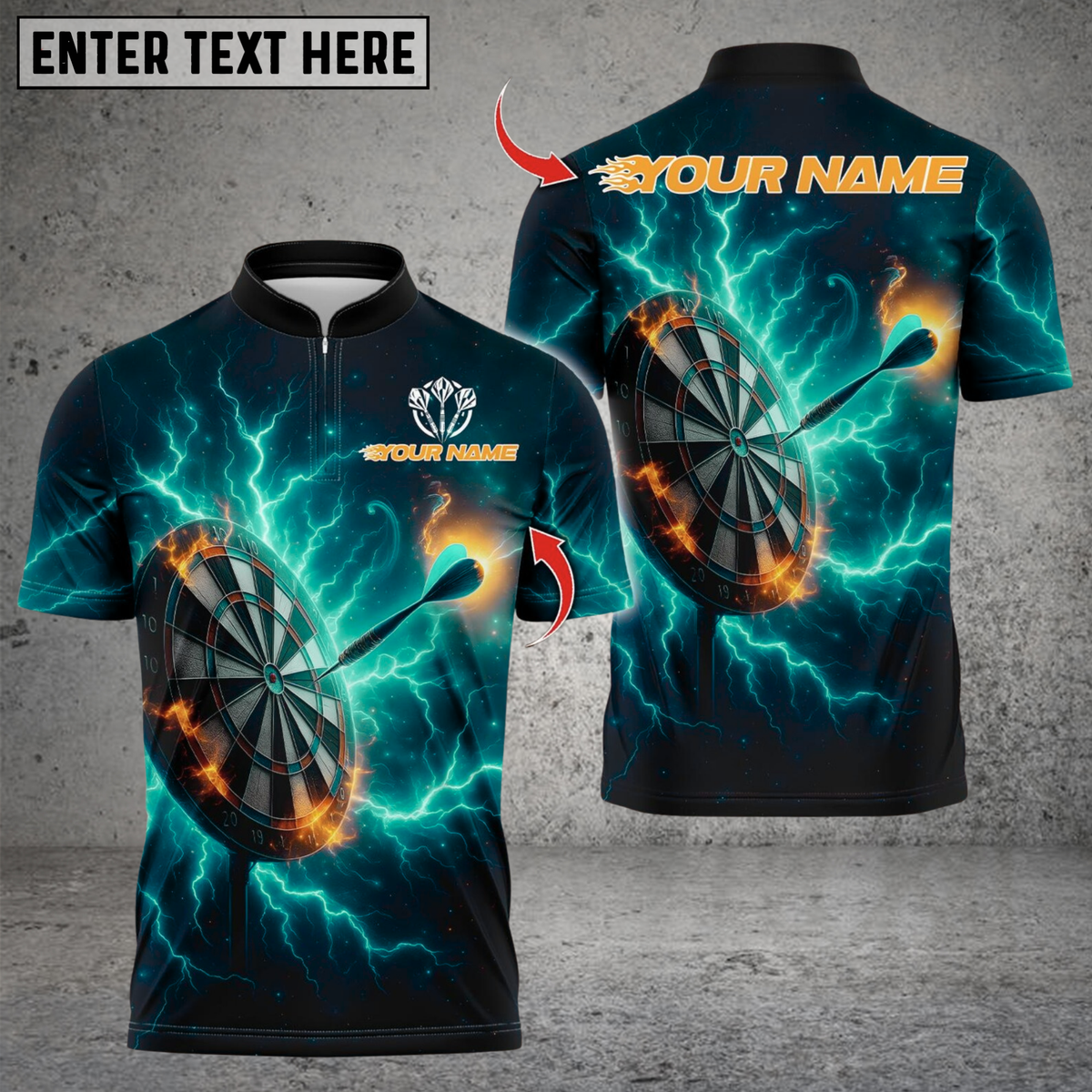 Blisscorners Darts Thunder Lightning With Dartboard Multicolor Customized Name, Team Name 3D Shirts