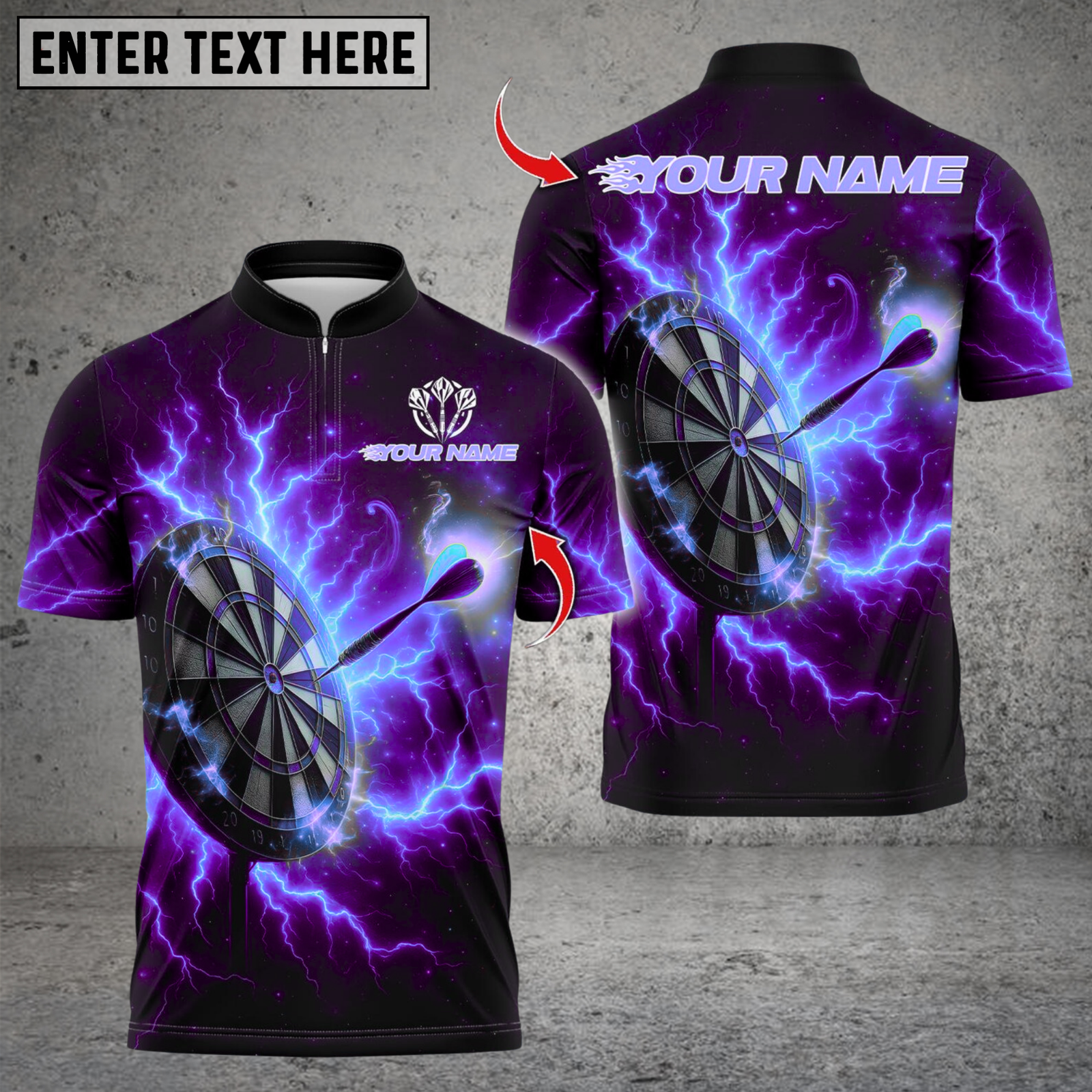 Blisscorners Darts Thunder Lightning With Dartboard Multicolor Customized Name, Team Name 3D Shirts