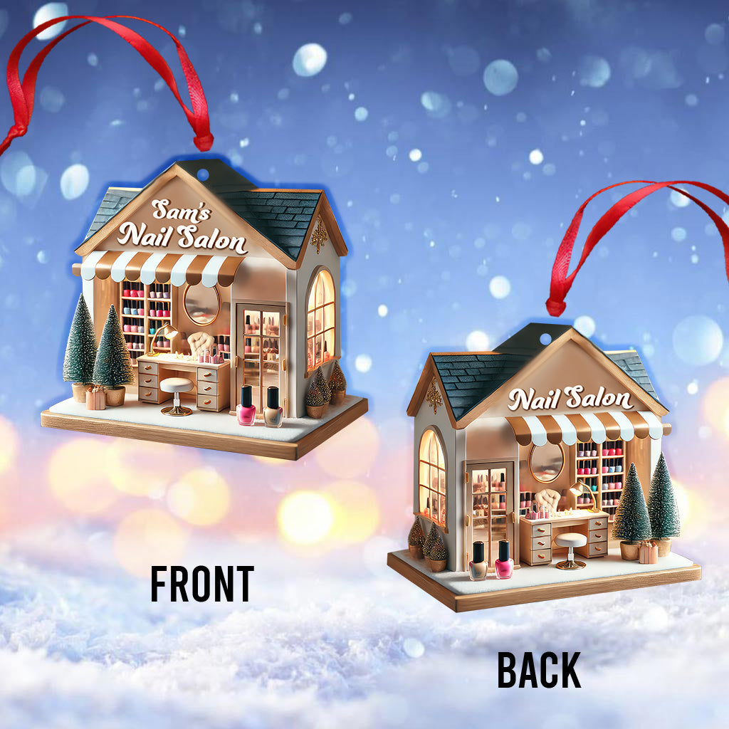 Blisscorners Custom Name Nail Salon Ornament, Nail Salon Christmas Decoration52D Flat LM2211
