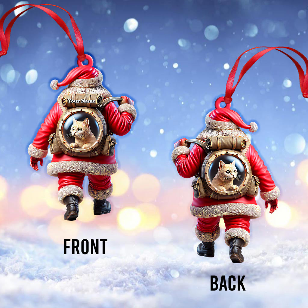 Blisscorners Custom Name Santa and Pet Ornament, Pet Lover Christmas Gift2D Flat LM2111