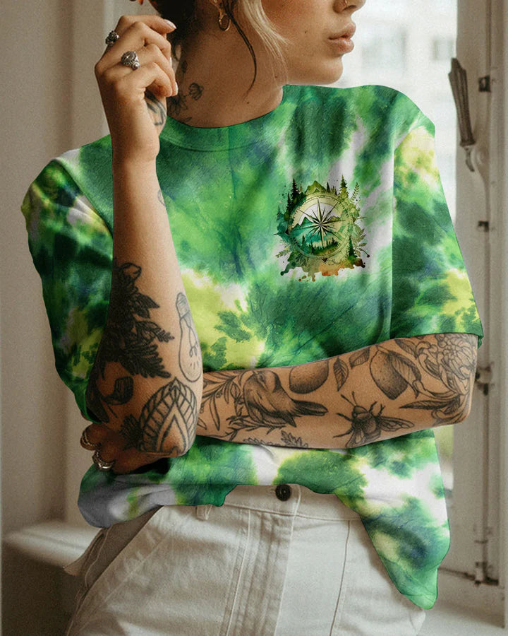 BLISSCORNERS OVER THE MOUNTAINS AND THROUGH THE WOODS TIE DYE ALL OVER PRINT