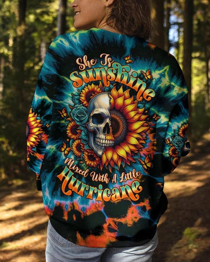 BLISSCORNERS SHE IS SUNSHINE SUNFLOWER SKULL TIE DYE ALL OVER PRINT