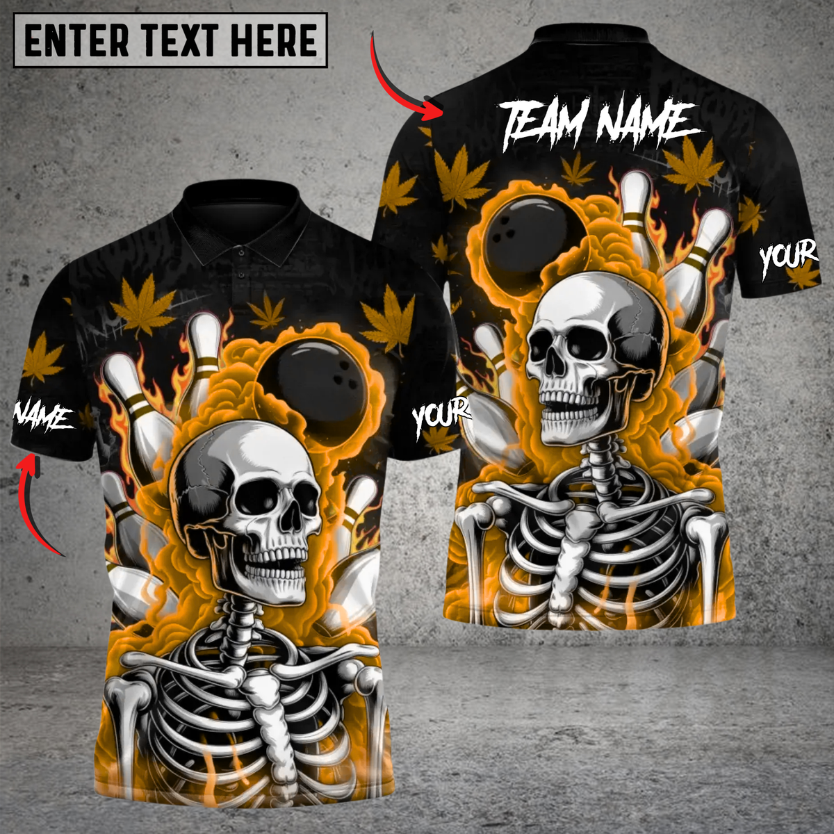 Blisscorners Bowling High Rollers Skull 420 Multicolor Customized Name, Team Name 3D Shirts