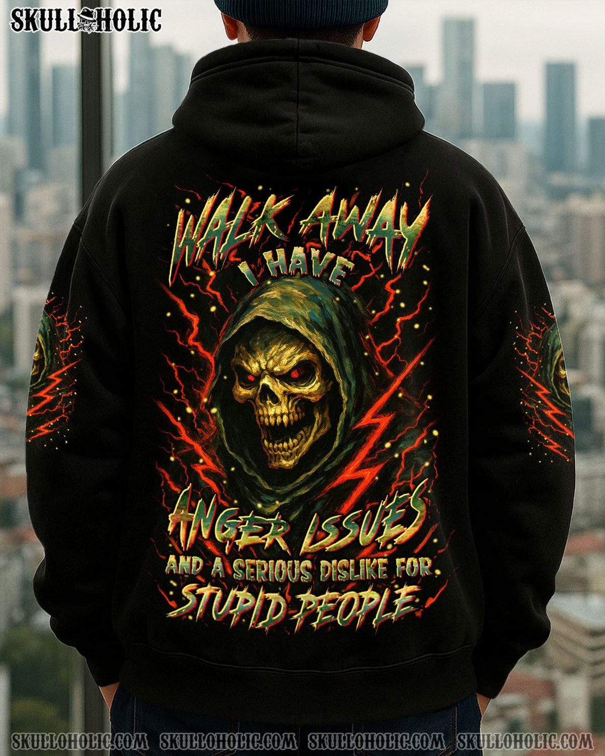 BLISSCORNERS WALK AWAY I HAVE ANGER ISSUES SKULL ALL OVER PRINT