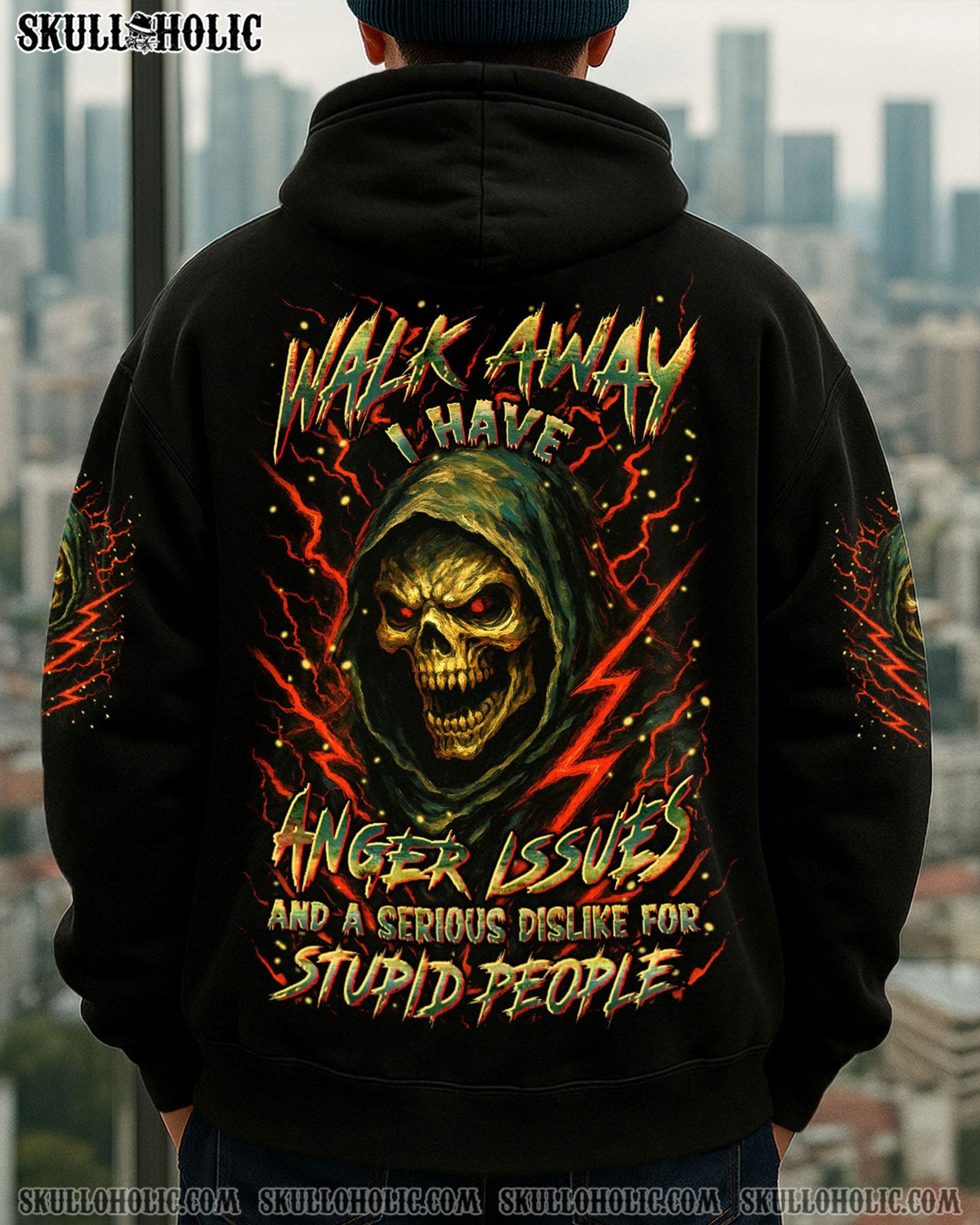 BLISSCORNERS WALK AWAY I HAVE ANGER ISSUES SKULL ALL OVER PRINT