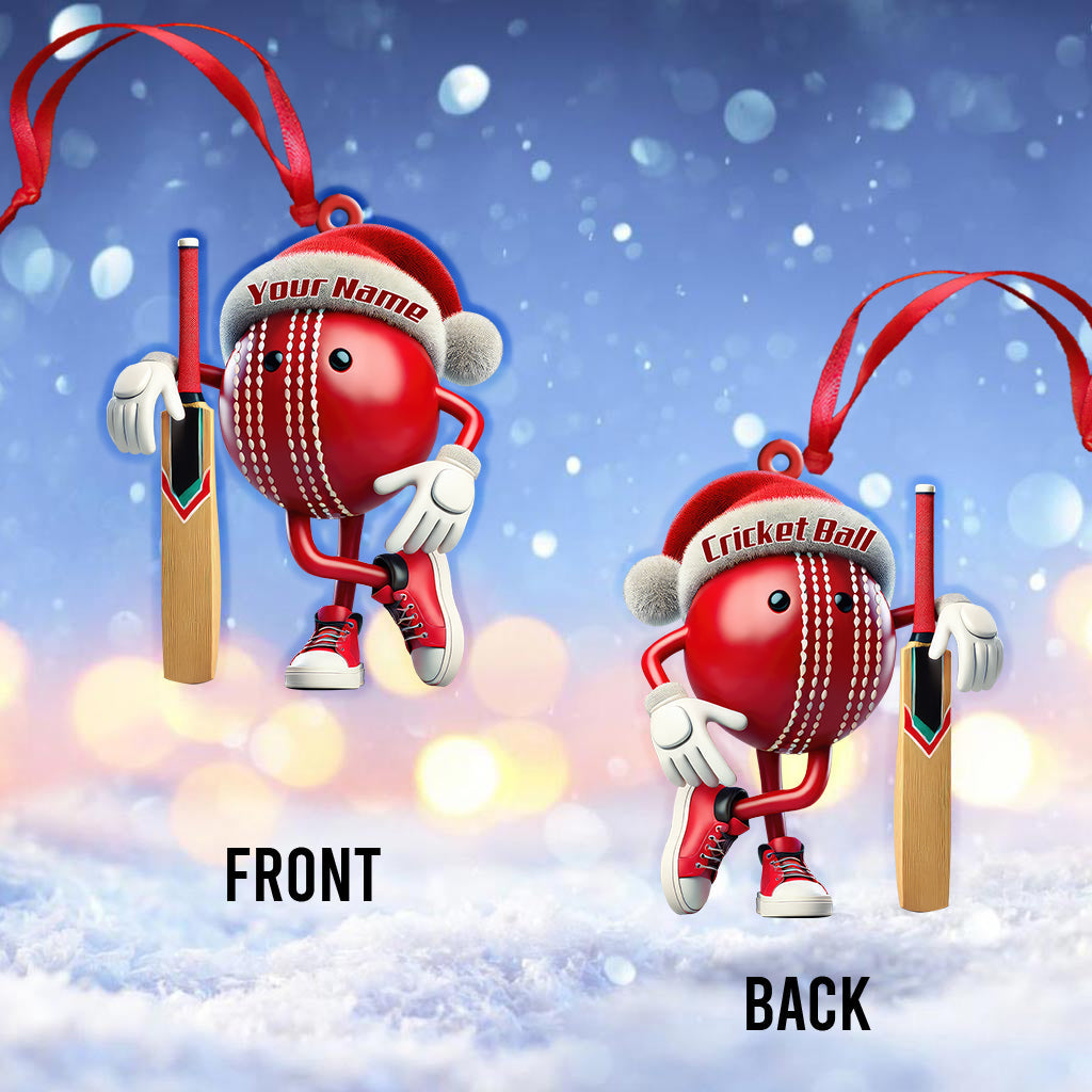 Blisscorners Custom Name Cricket Ball Ornament, Cricket Ball Lover Christmas Gift2D Flat LM2211