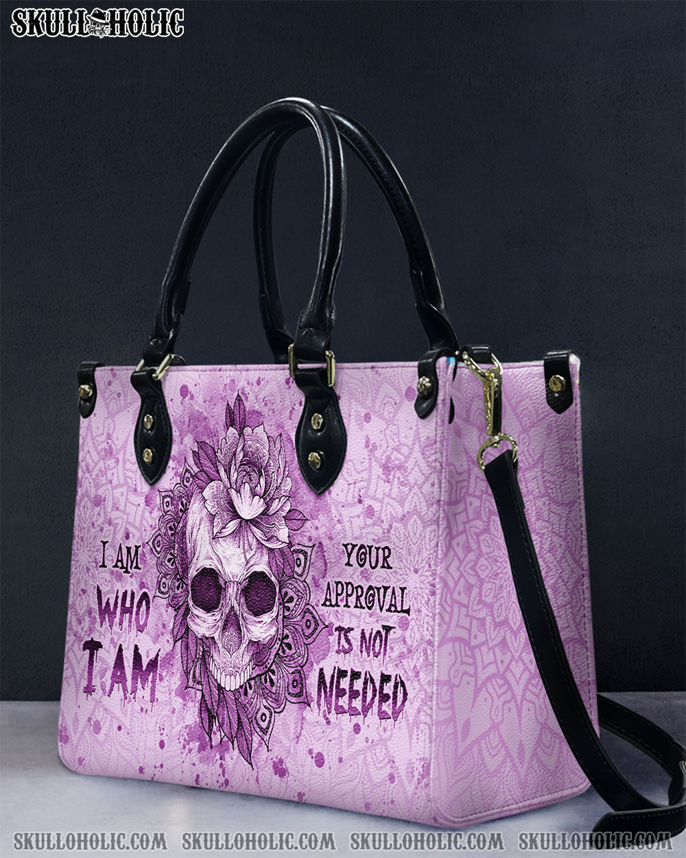 BLISSCORNERS I AM WHO I AM SKULL LEATHER HANDBAG