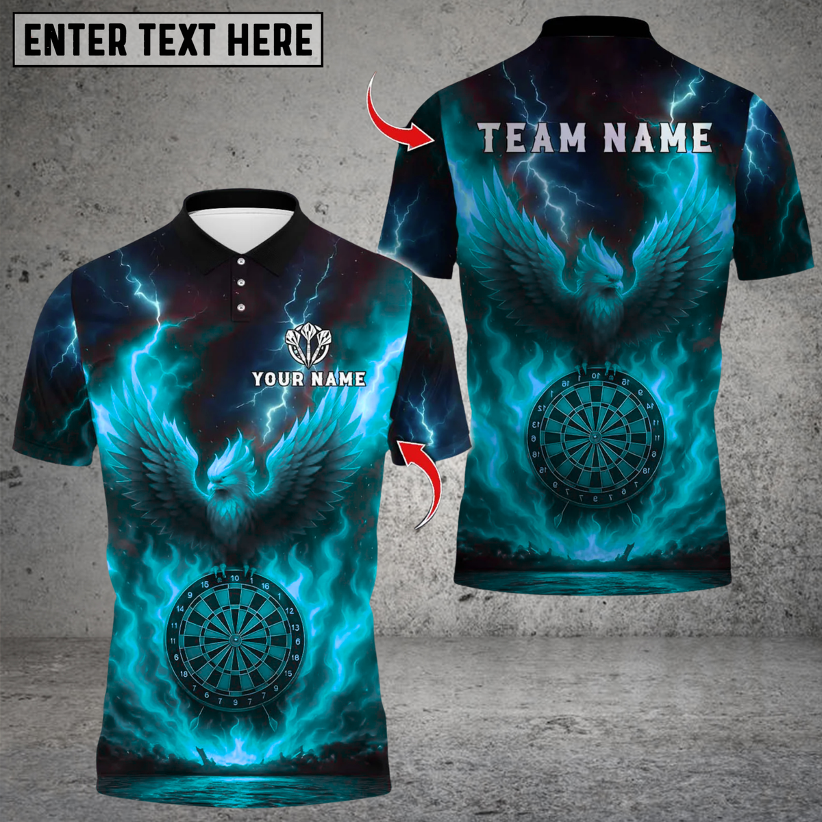 Blisscorners Darts Fire Flame Phoenix With Dartboard Multicolor Customized Name, Team Name 3D Shirts