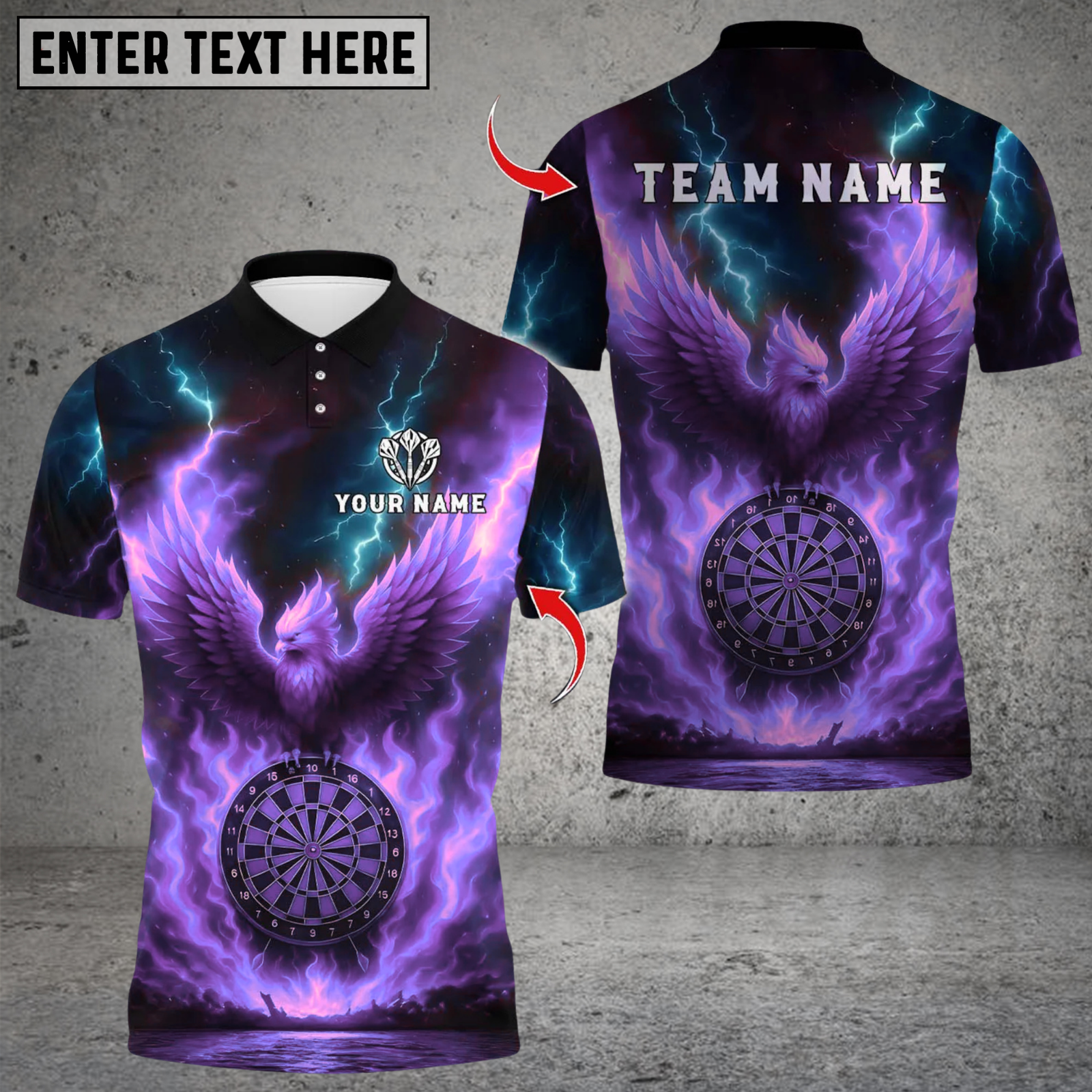 Blisscorners Darts Fire Flame Phoenix With Dartboard Multicolor Customized Name, Team Name 3D Shirts