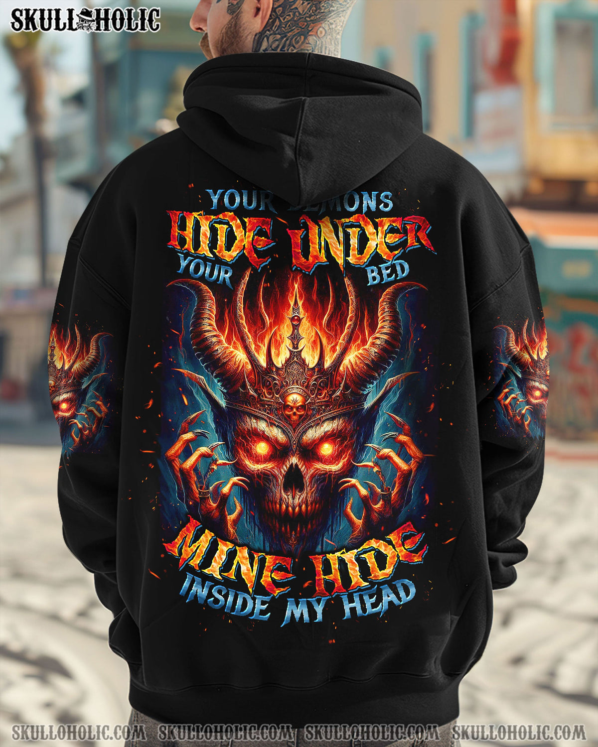 BLISSCORNERS YOUR DEMONS HIDE UNDER YOUR BED SKULL ALL OVER PRINT